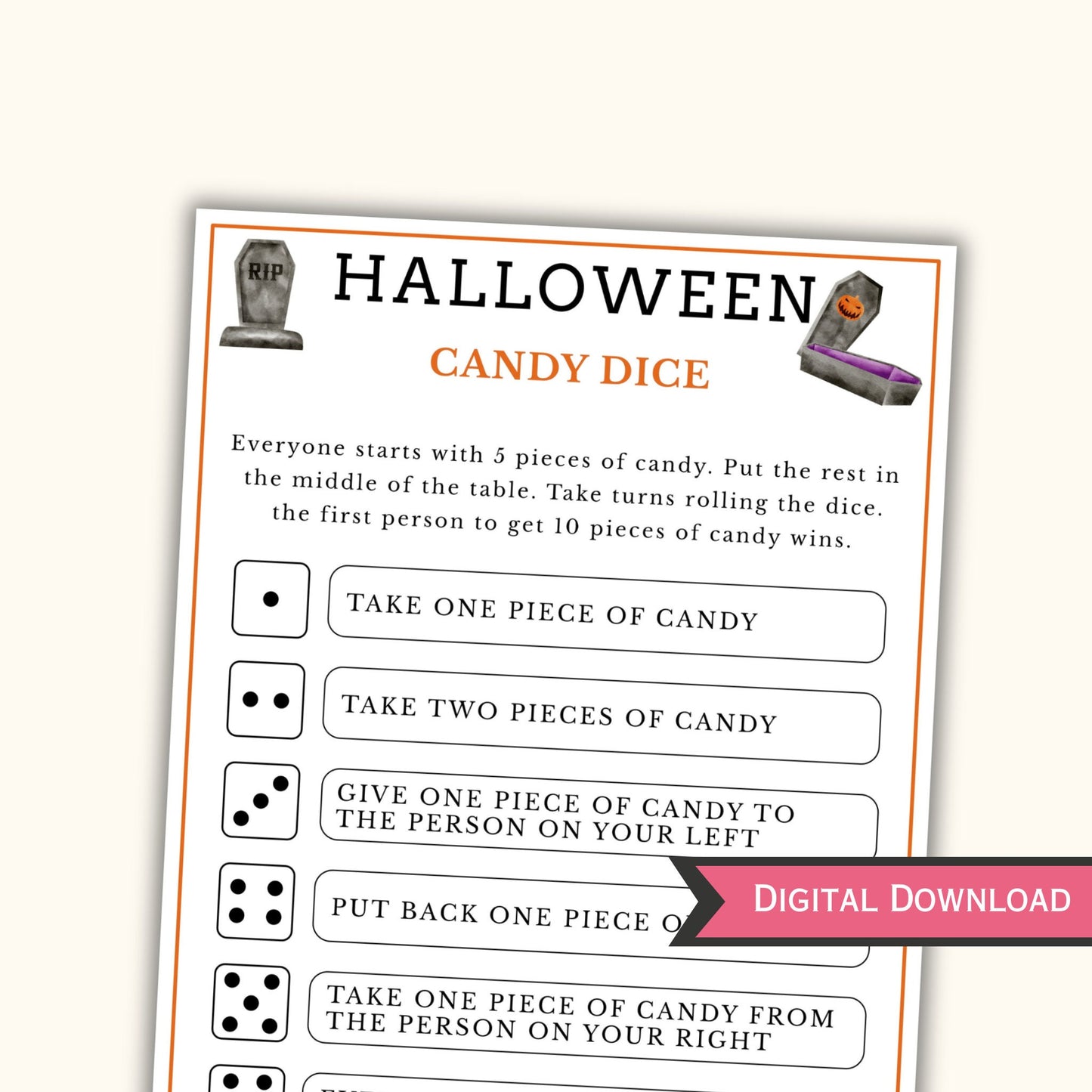 Halloween Candy Dice Game