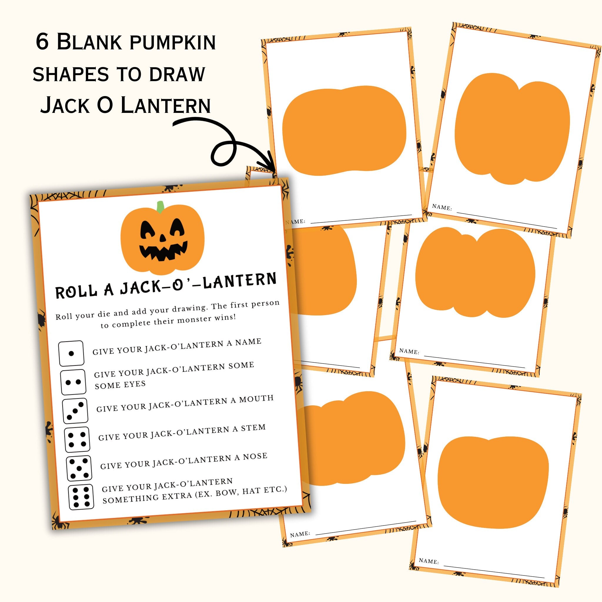 Roll a Jack O Lantern Dice Game