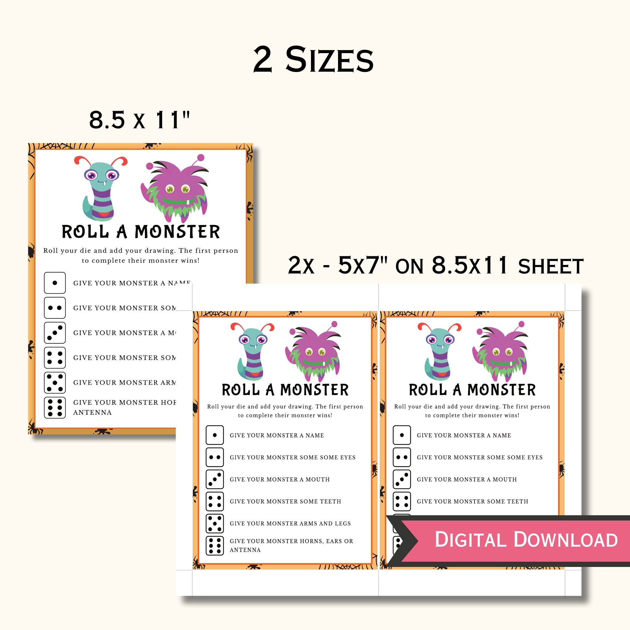 Halloween Roll a Monster Game