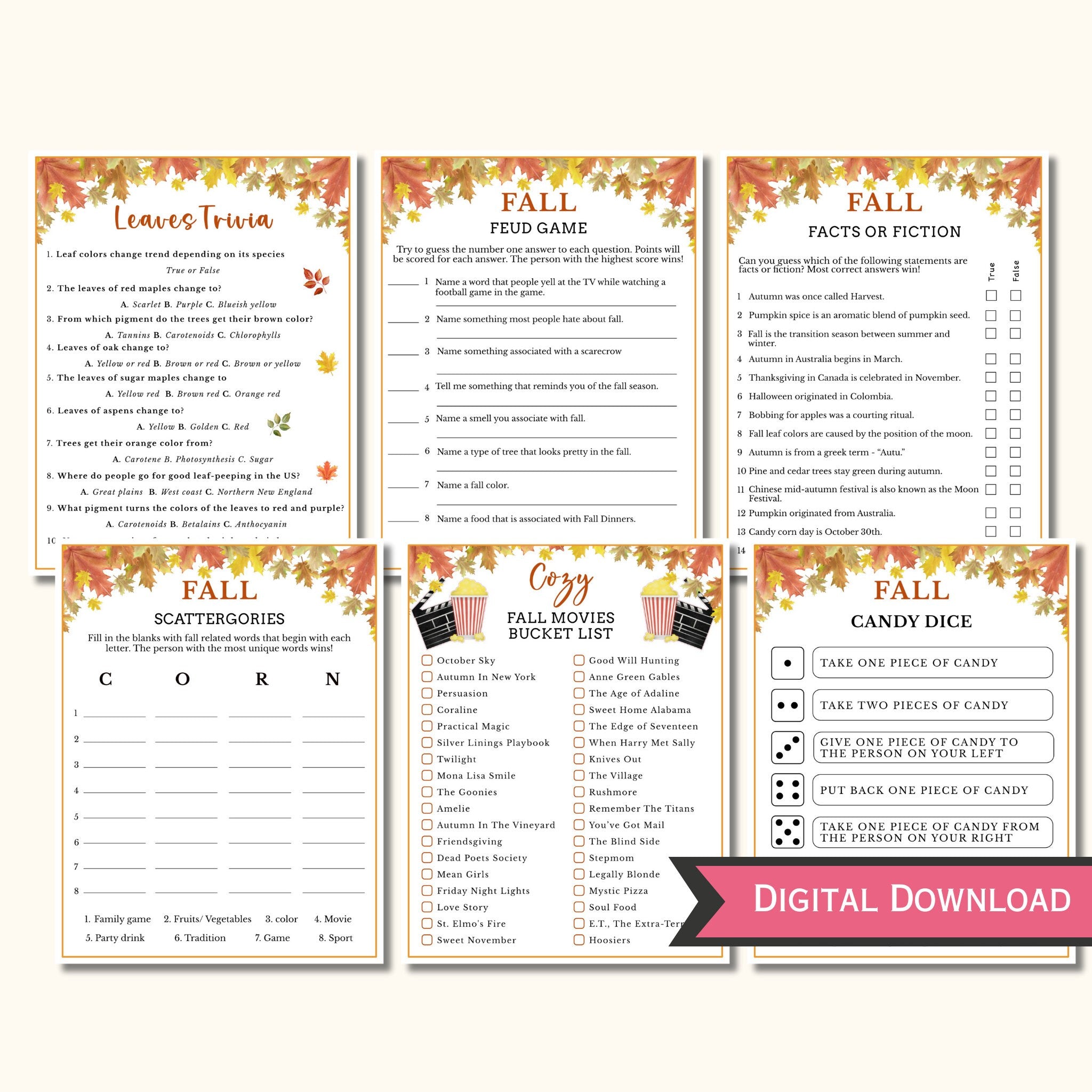 Fall Games Printable (12 Game Bundle)