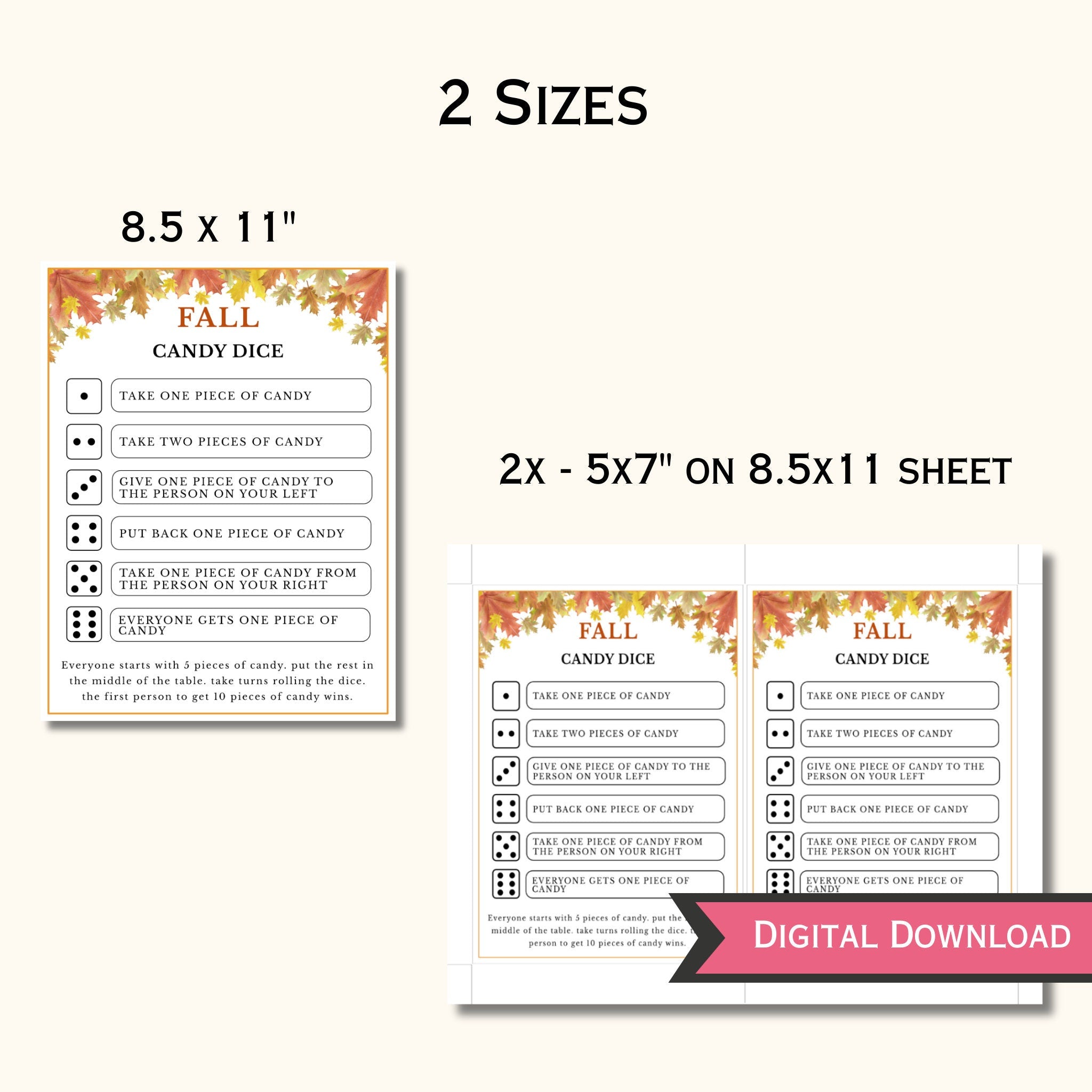 Fall Candy Dice Game