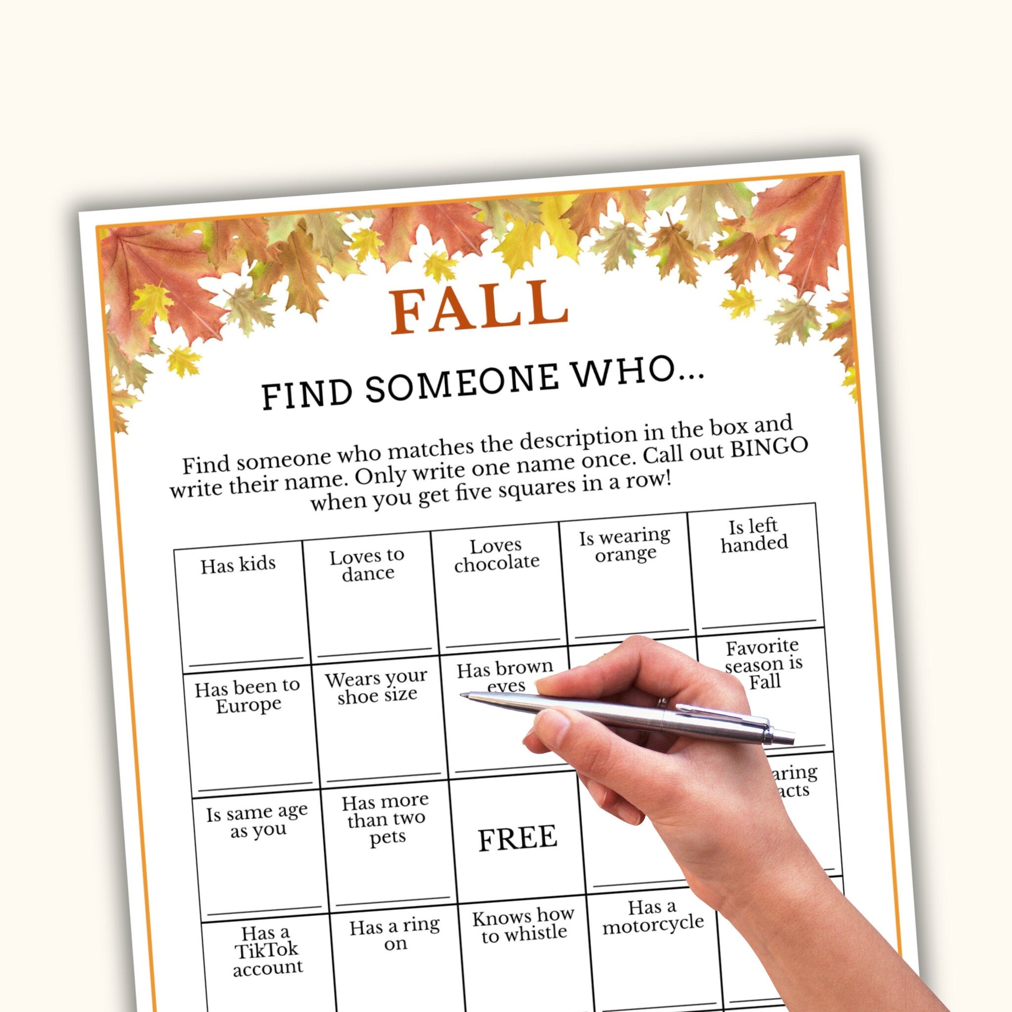 Fall Find the Guest Bingo