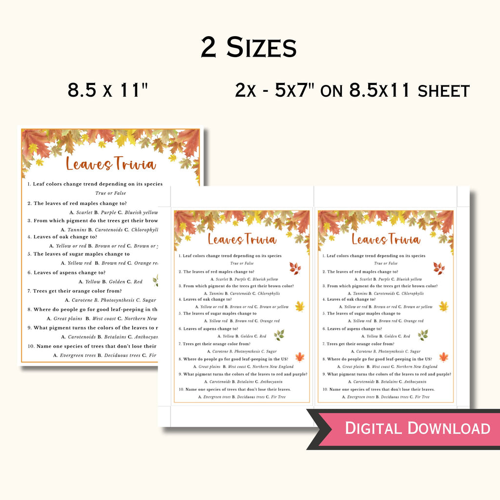 Fall Leaves Trivia Game