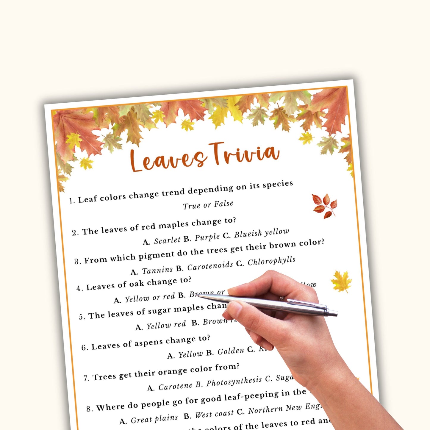 Fall Leaves Trivia Game