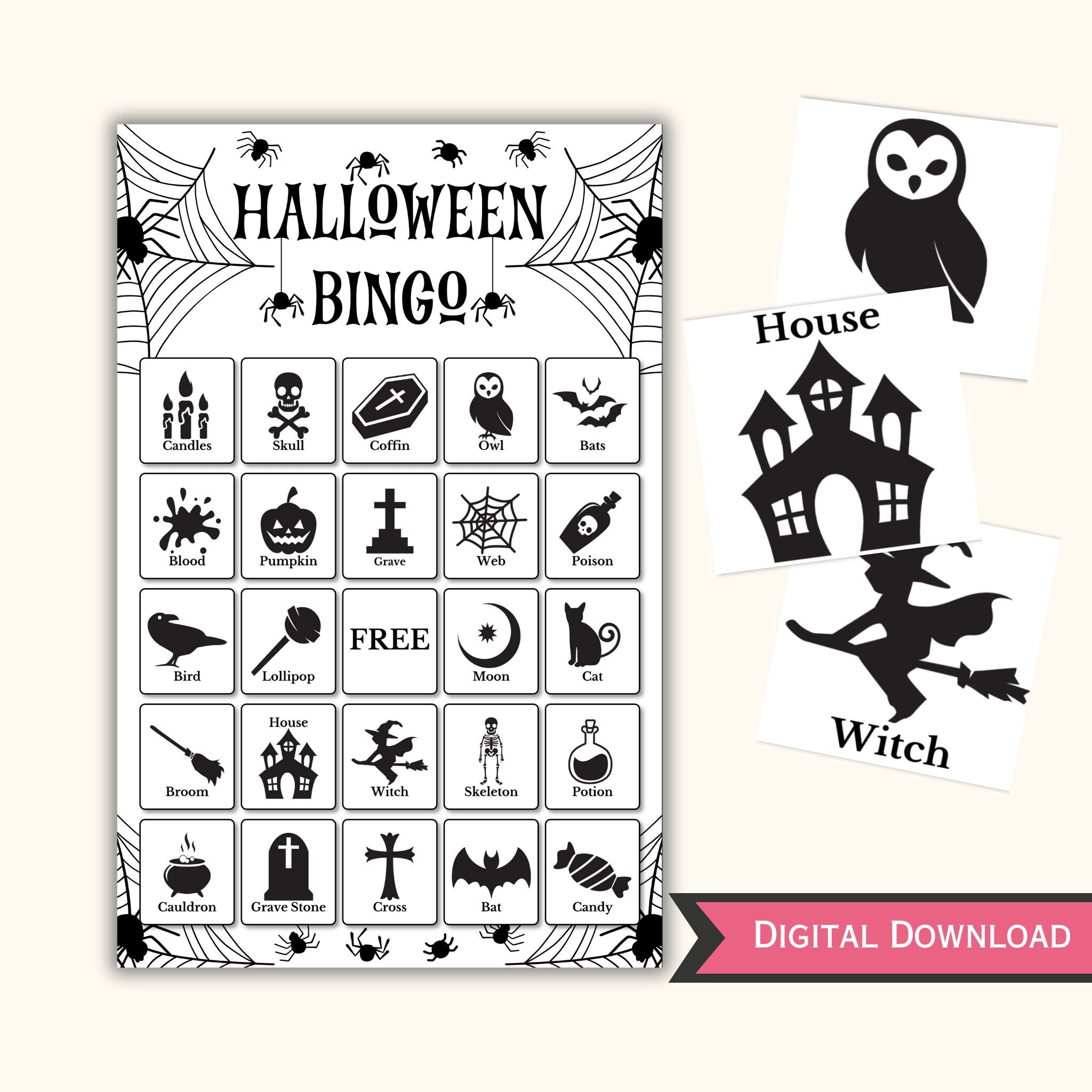 Printable Halloween Bingo Game - 30 Cards