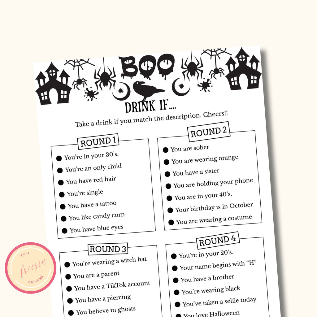 Halloween Drink If - Printable Halloween Game for Adults