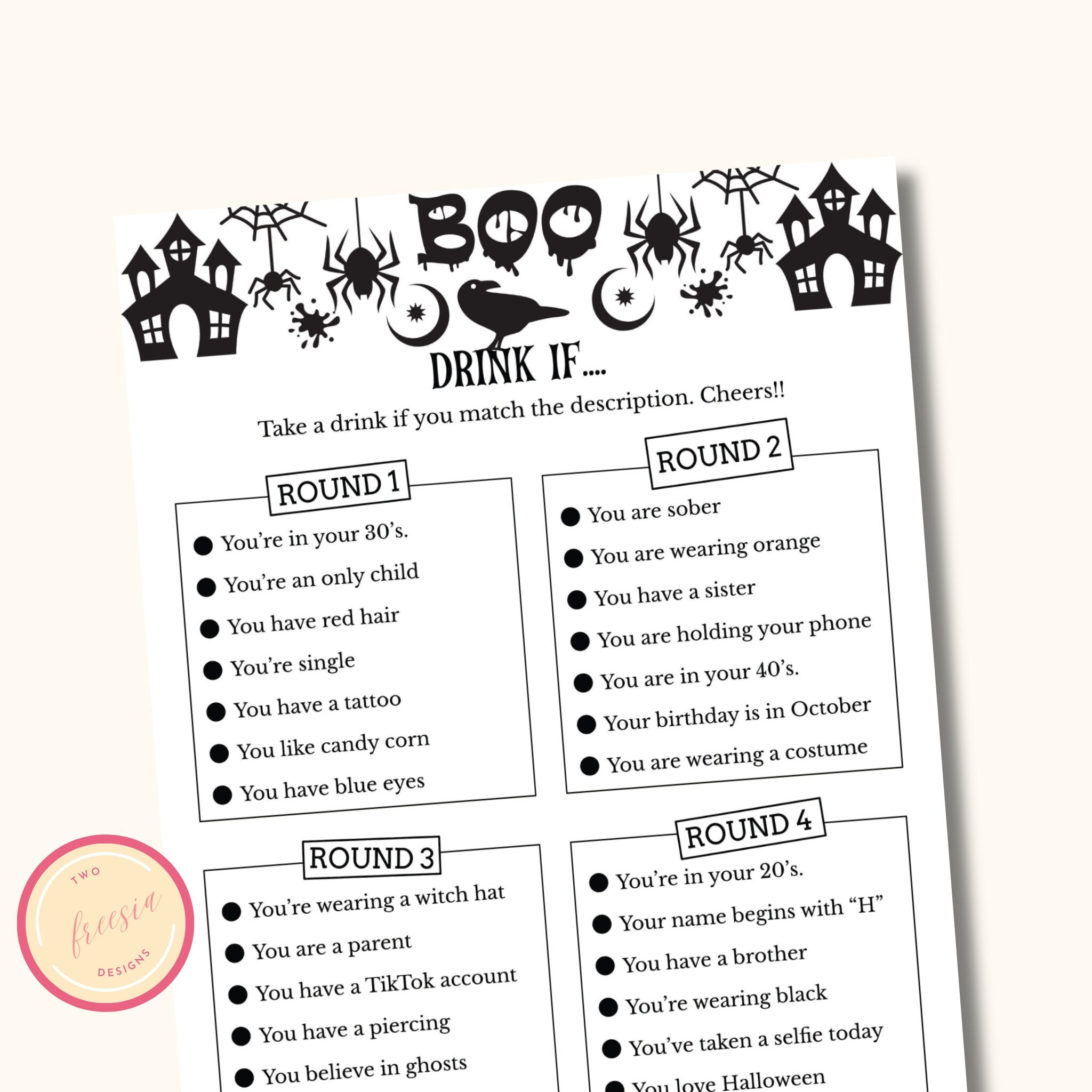 Halloween Drink If - Printable Halloween Game for Adults