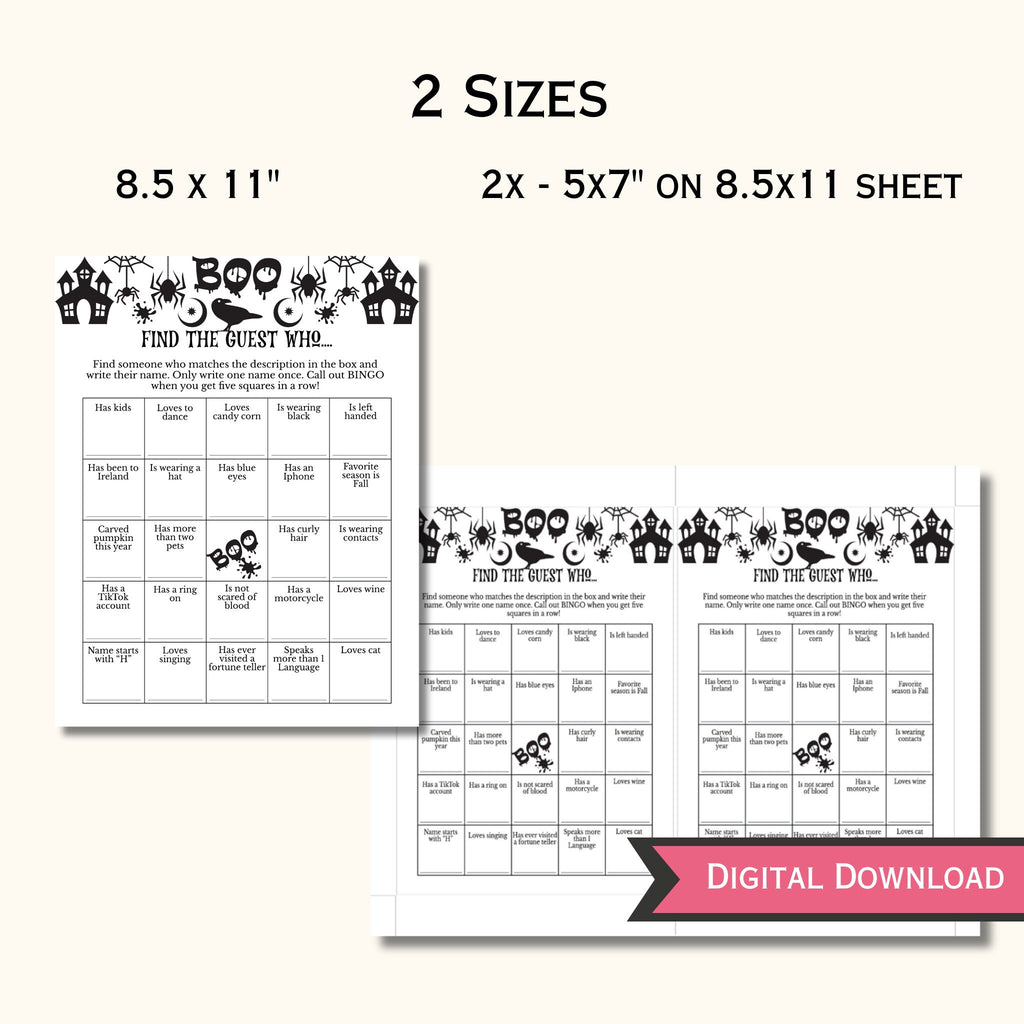 Halloween Find the Guest Bingo Game