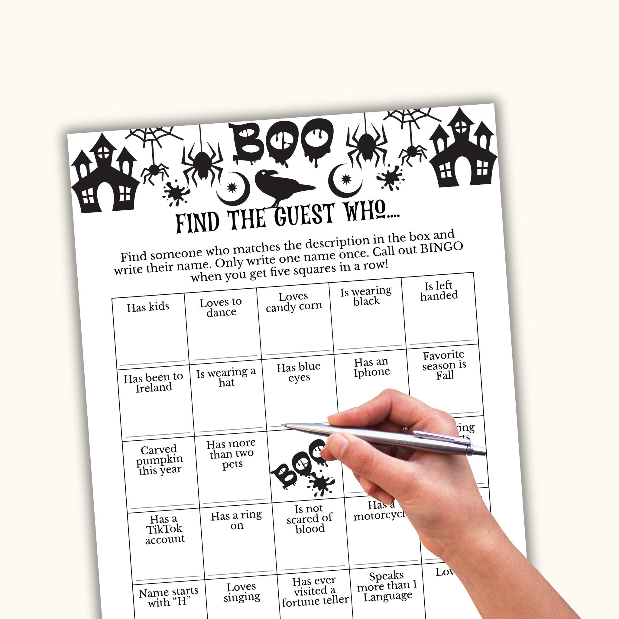 Halloween Find the Guest Bingo Game