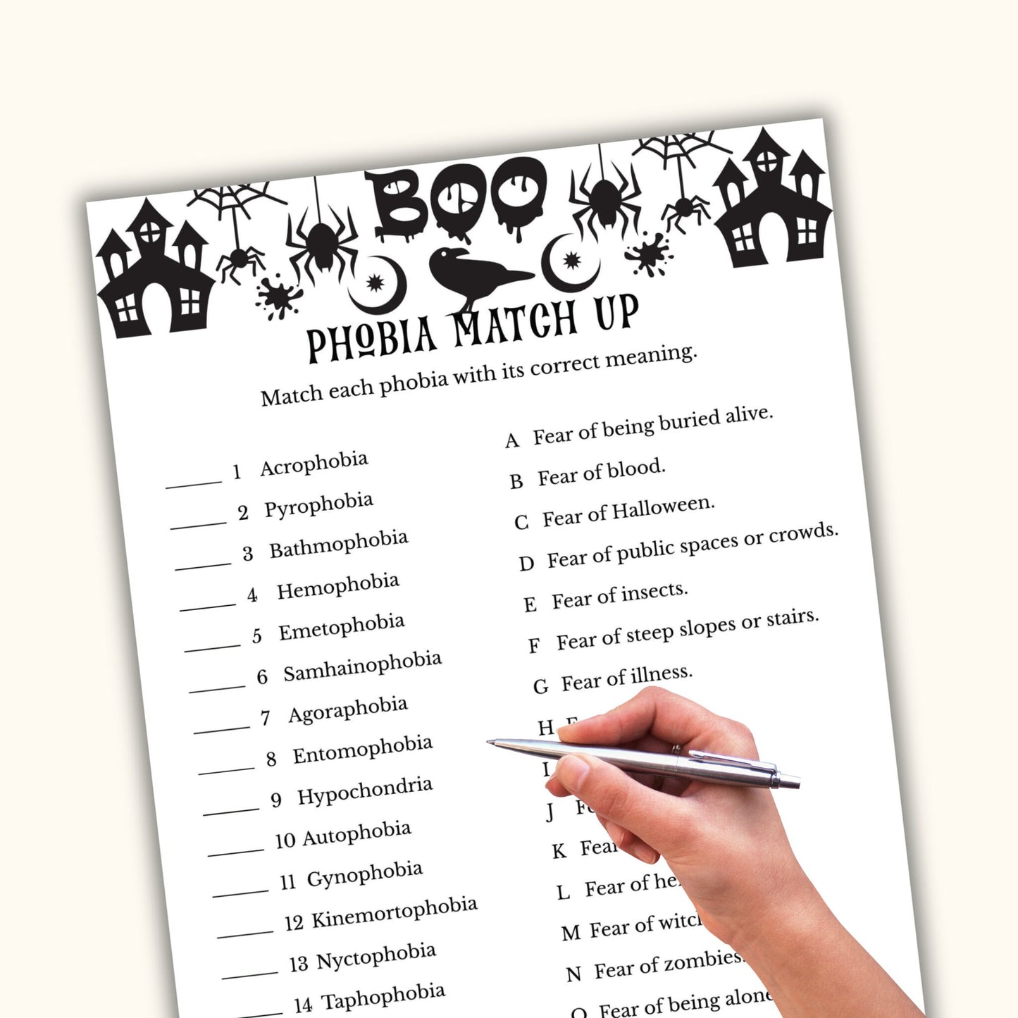 Halloween Phobia MatchUp Game