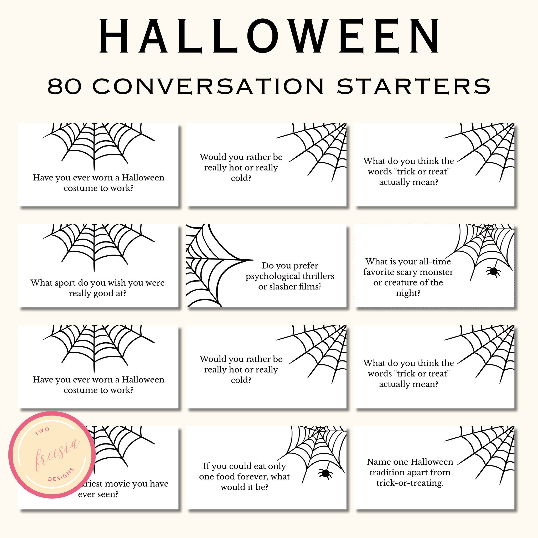 Halloween Conversation Starters Cards