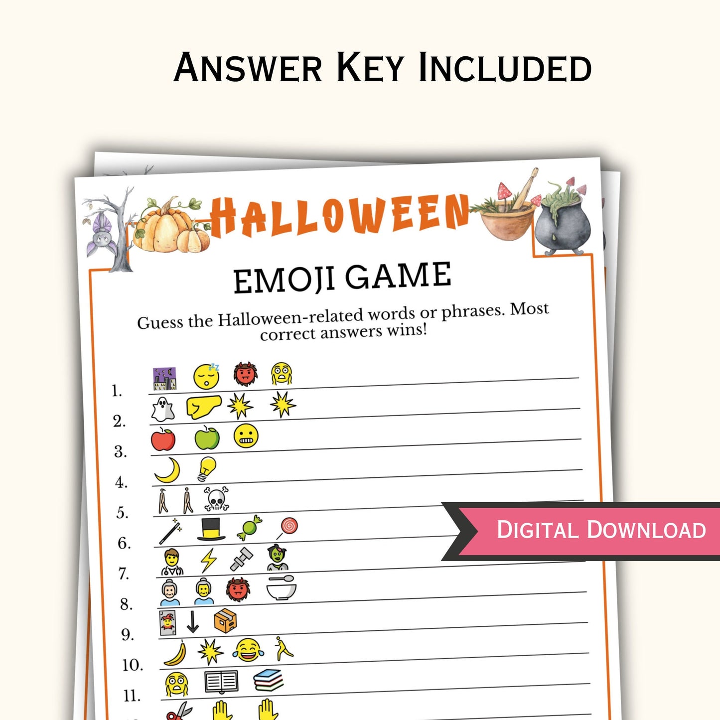 Halloween Emoji Game - Printable