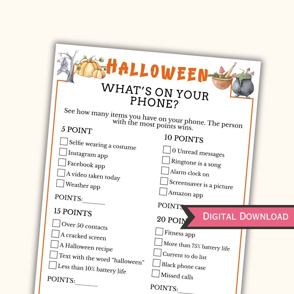 What's on Your Phone - Halloween Party Game