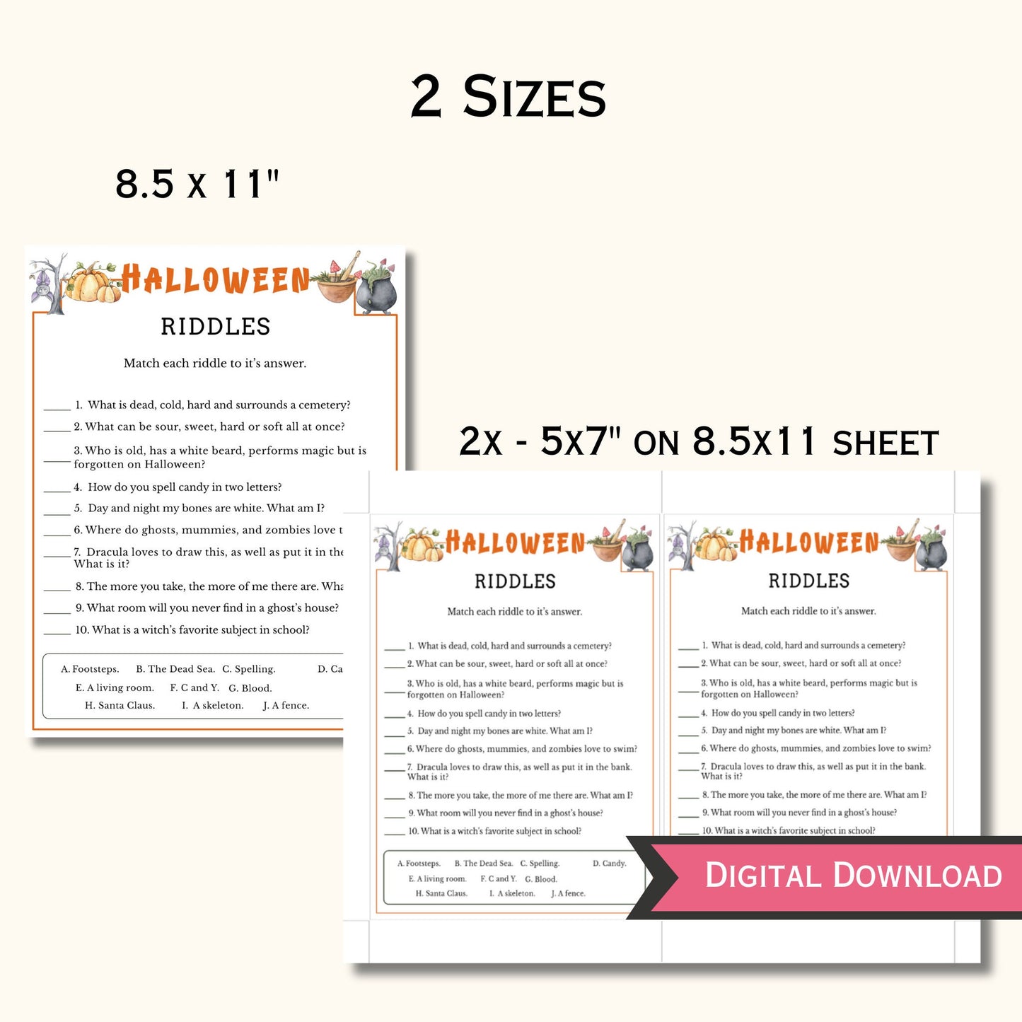 Halloween Riddles Game - Printable