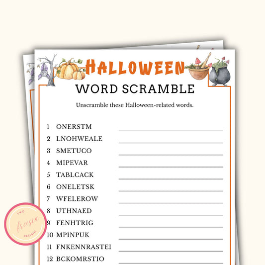Halloween Word Scramble Game
