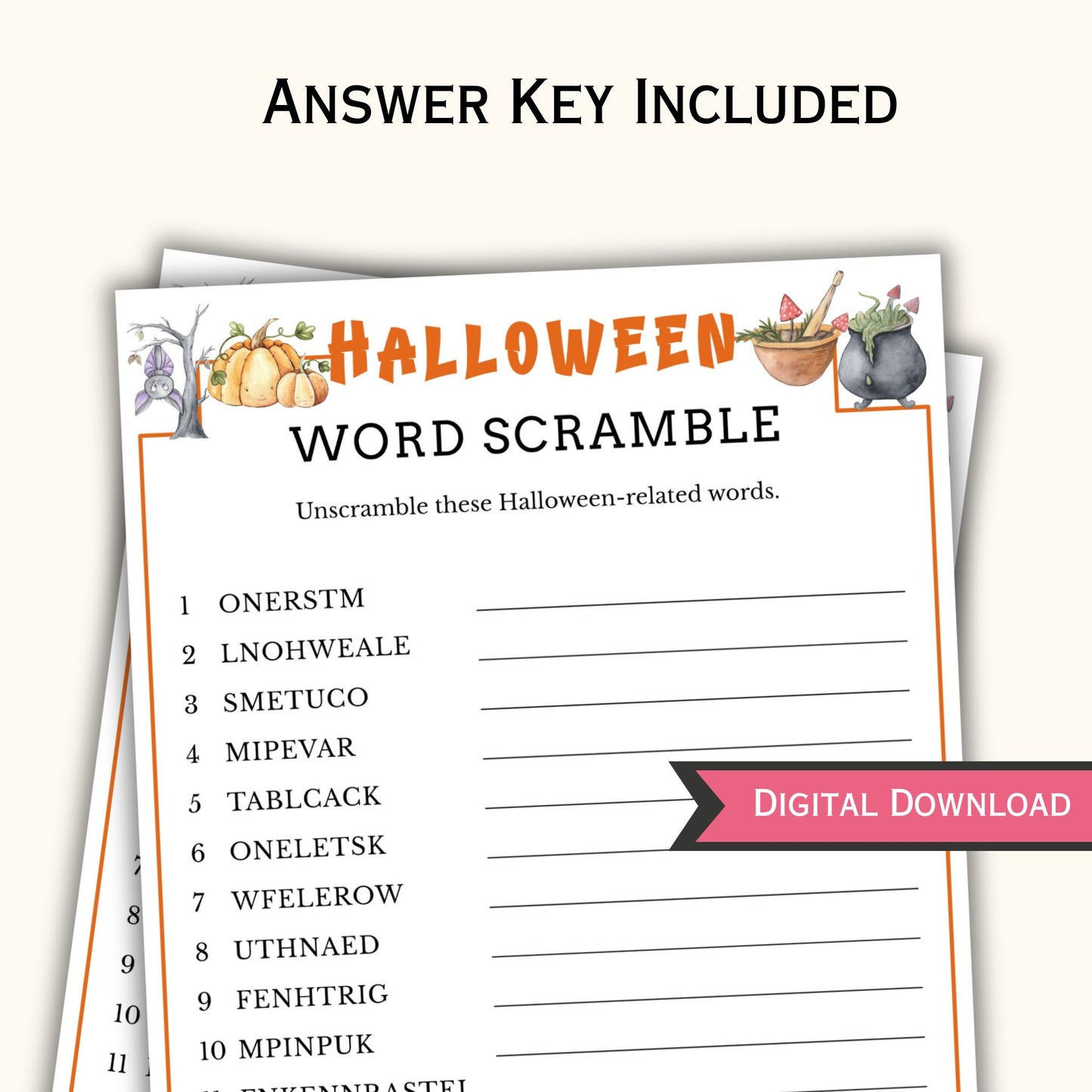 Halloween Word Scramble Game