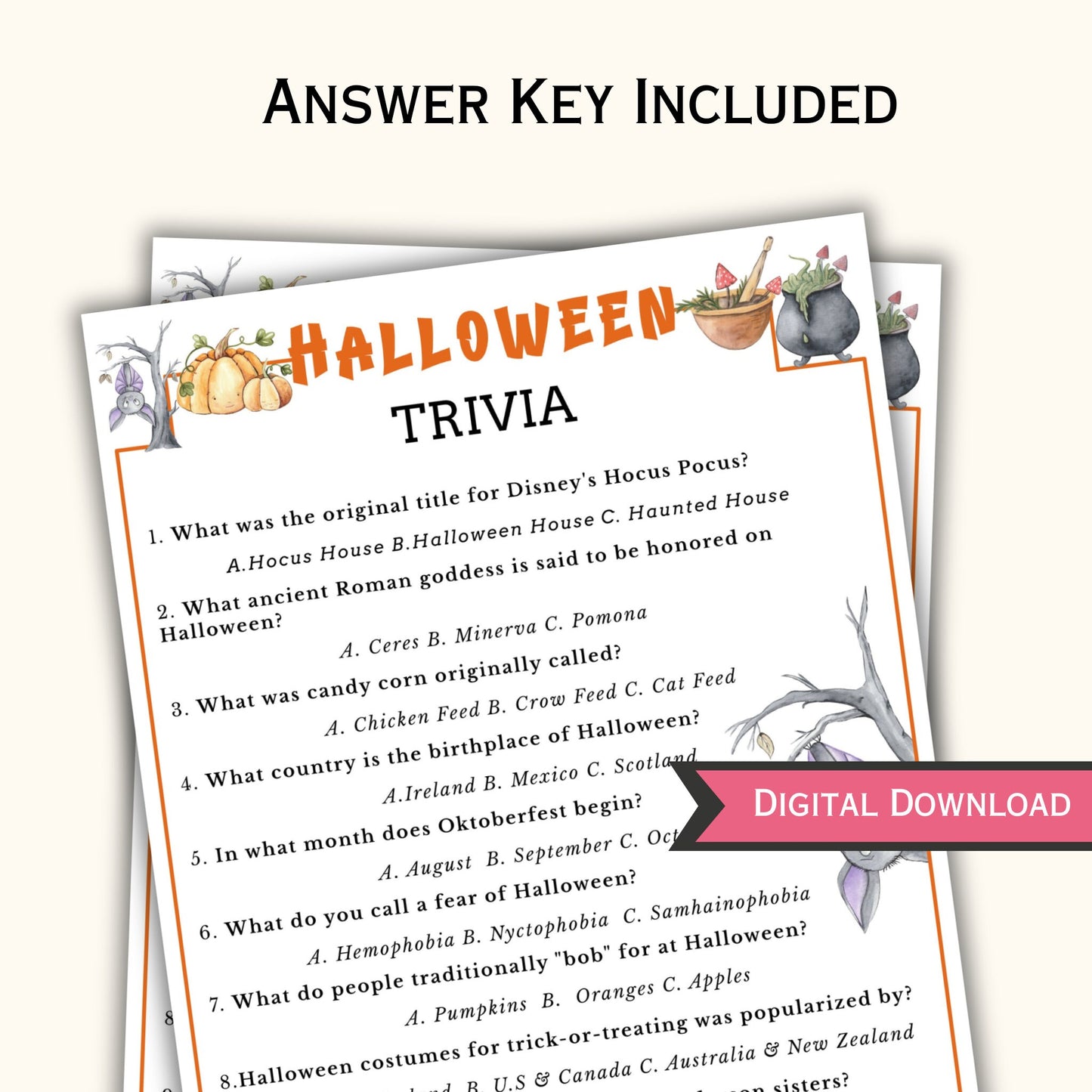 Halloween Trivia Game Printable