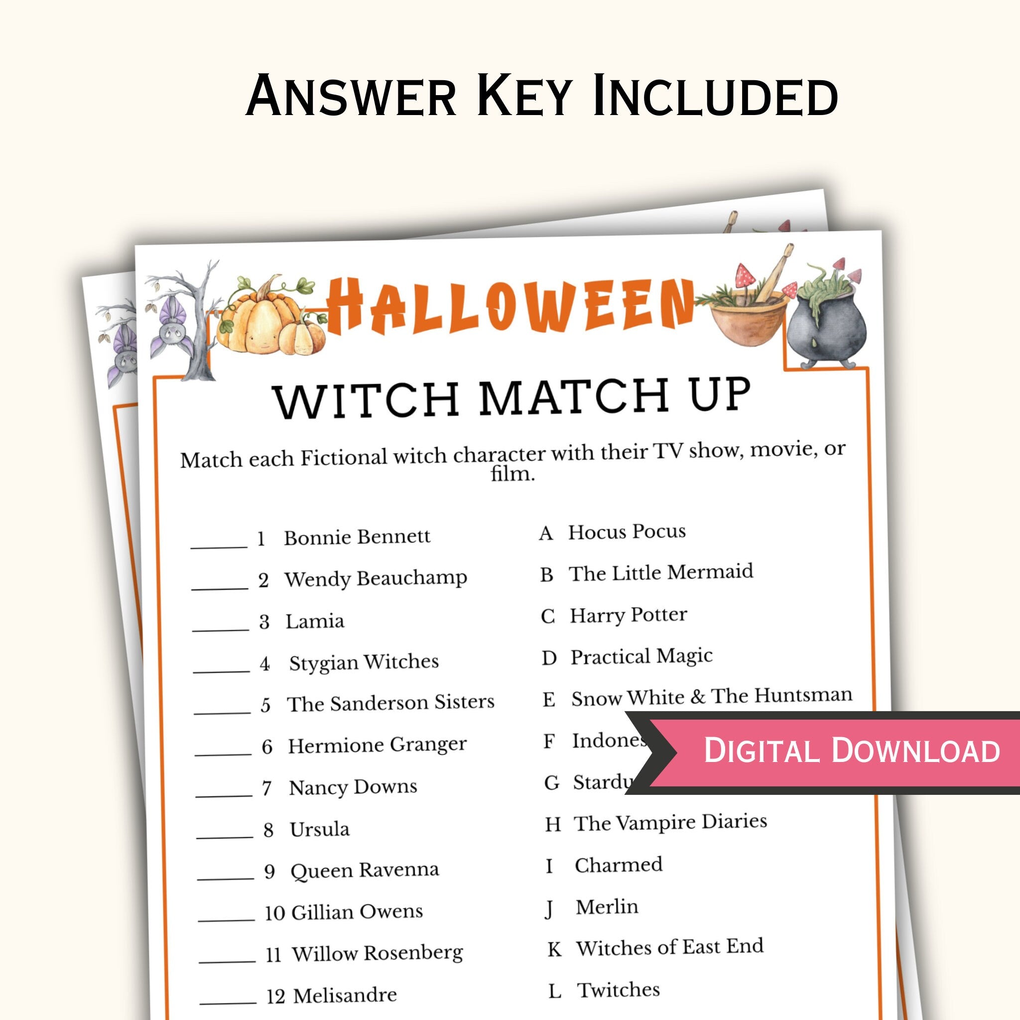 Witch Match Up - Halloween Party Game