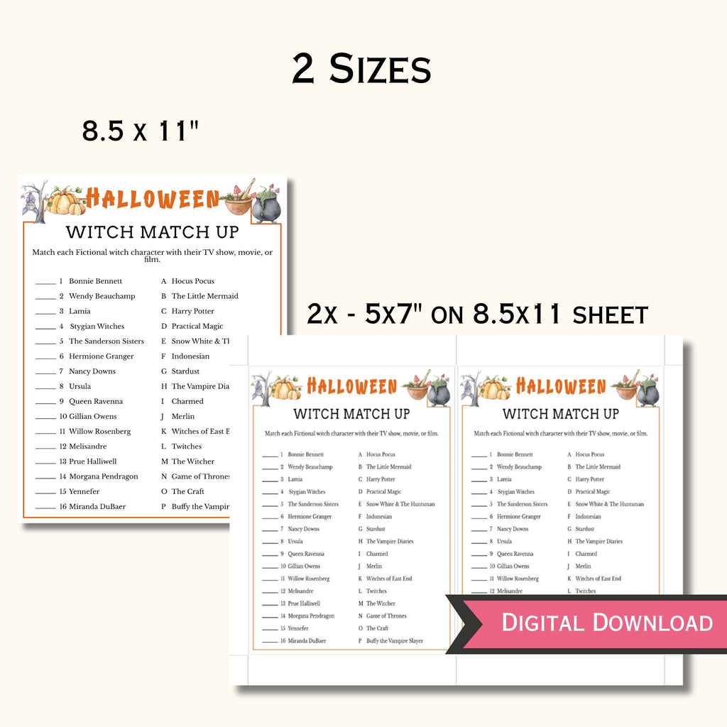 Witch Match Up - Halloween Party Game