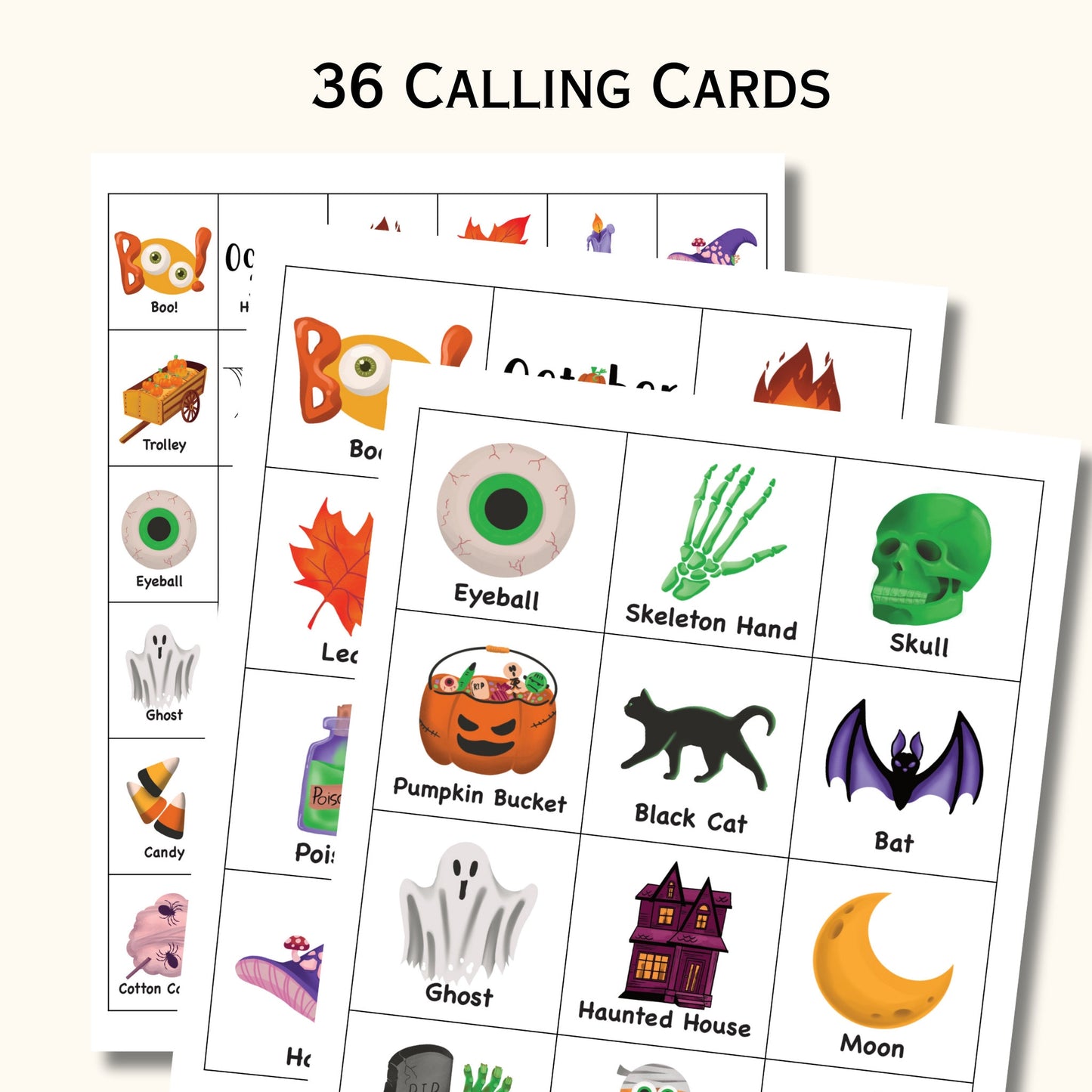 Halloween Bingo Game Printable - 50 Cards