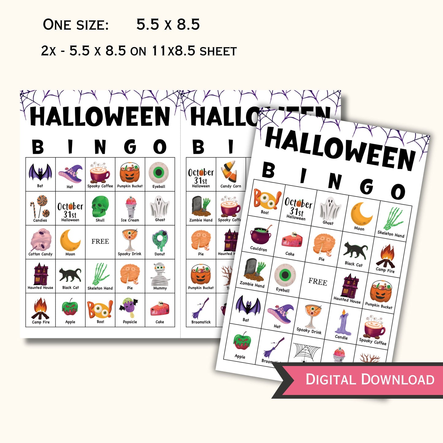 Halloween Bingo Game - 30 Cards