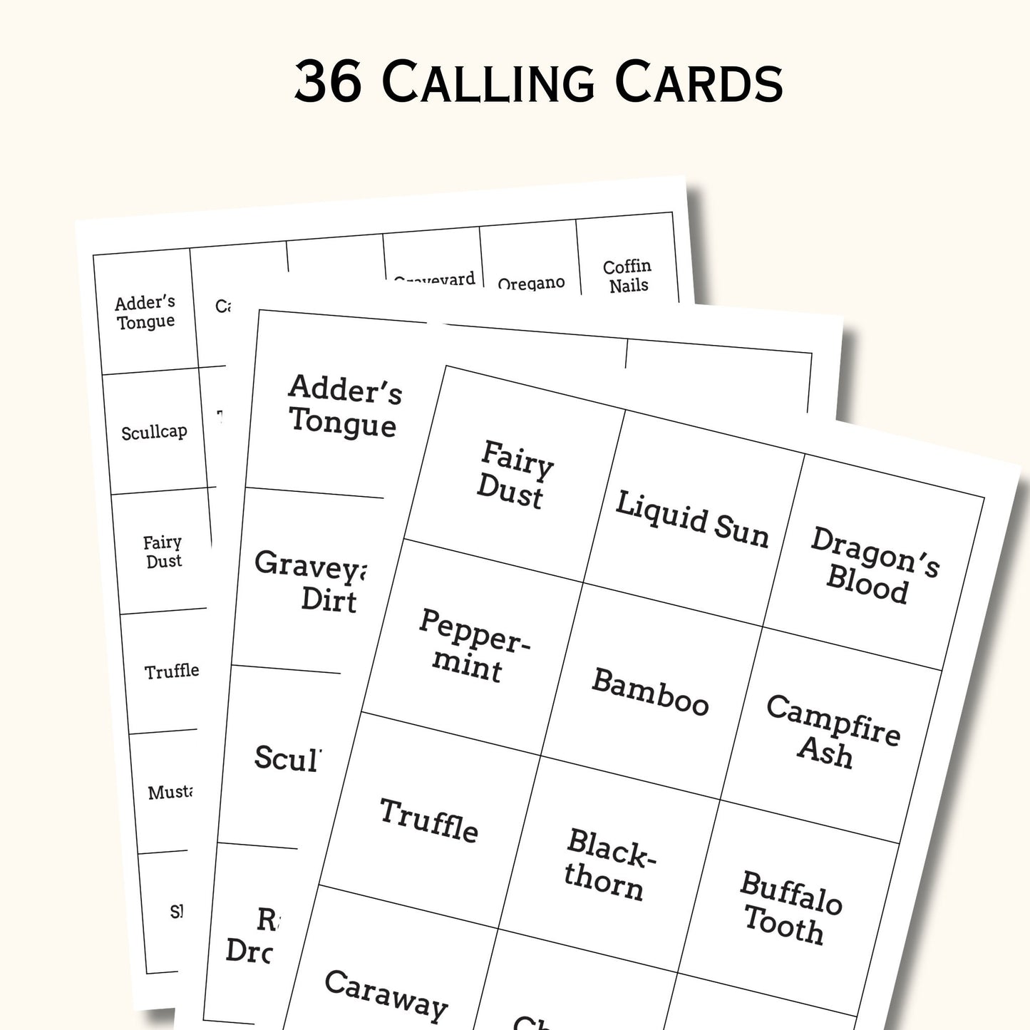 Halloween "Potion" Bingo Game - 50 Cards