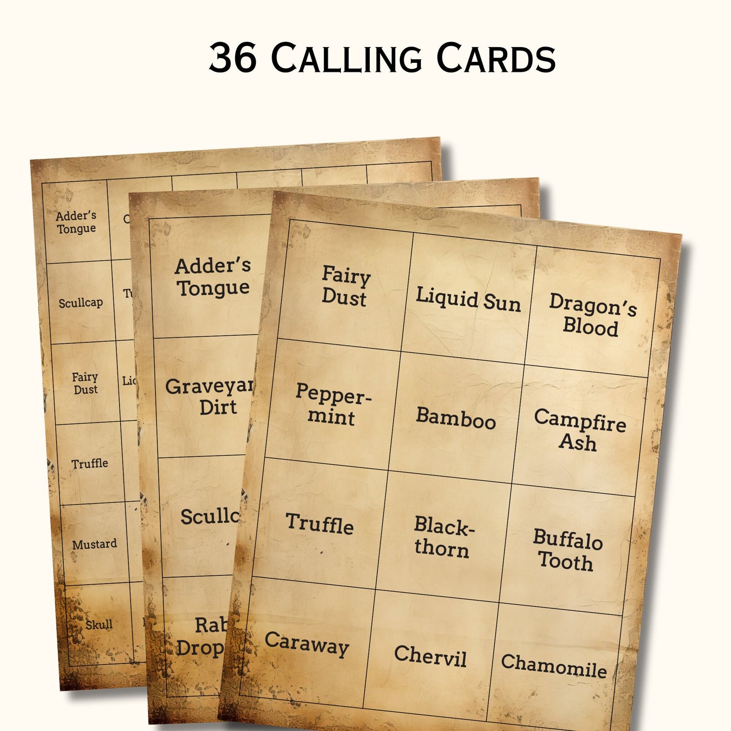 Potion Bingo Game - 30 Halloween Cards
