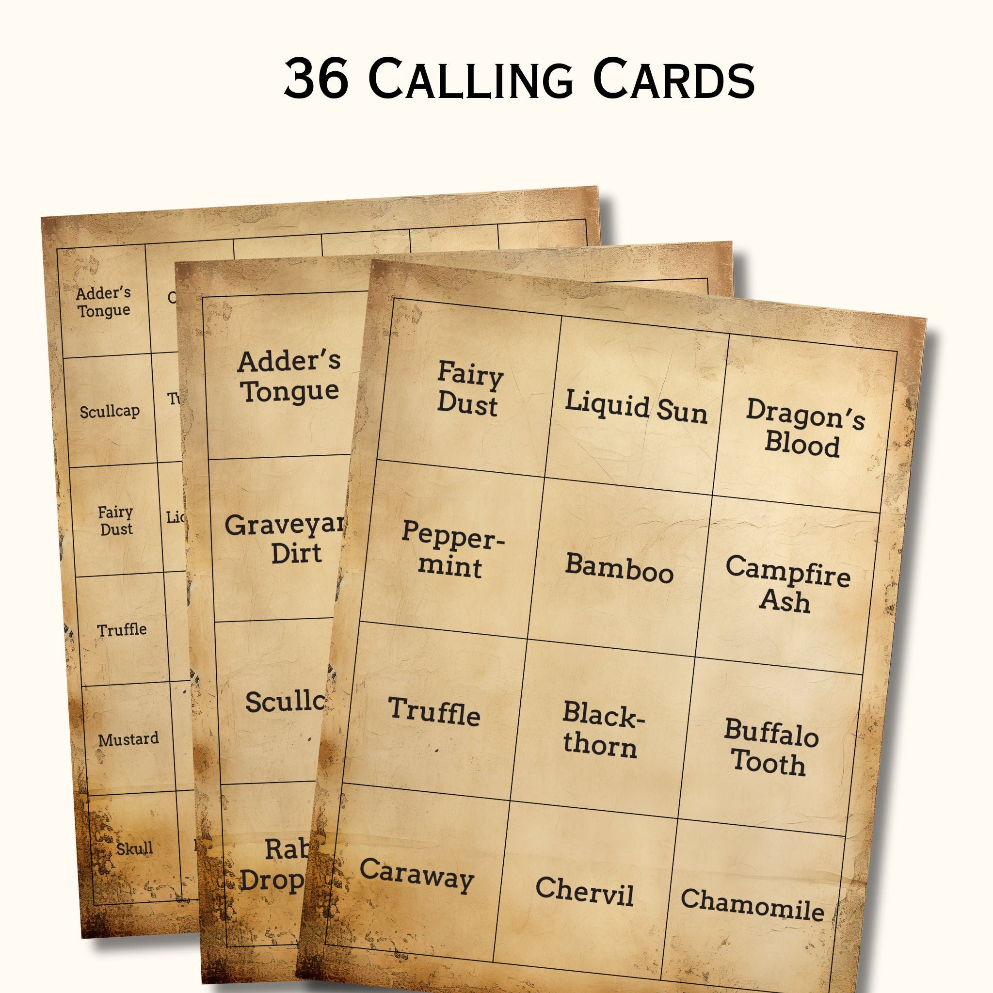 Halloween "Potion" Bingo Game - 50 Cards
