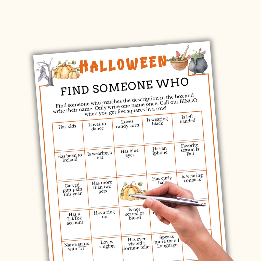 Halloween Find the Guest Bingo - Find Someone Who