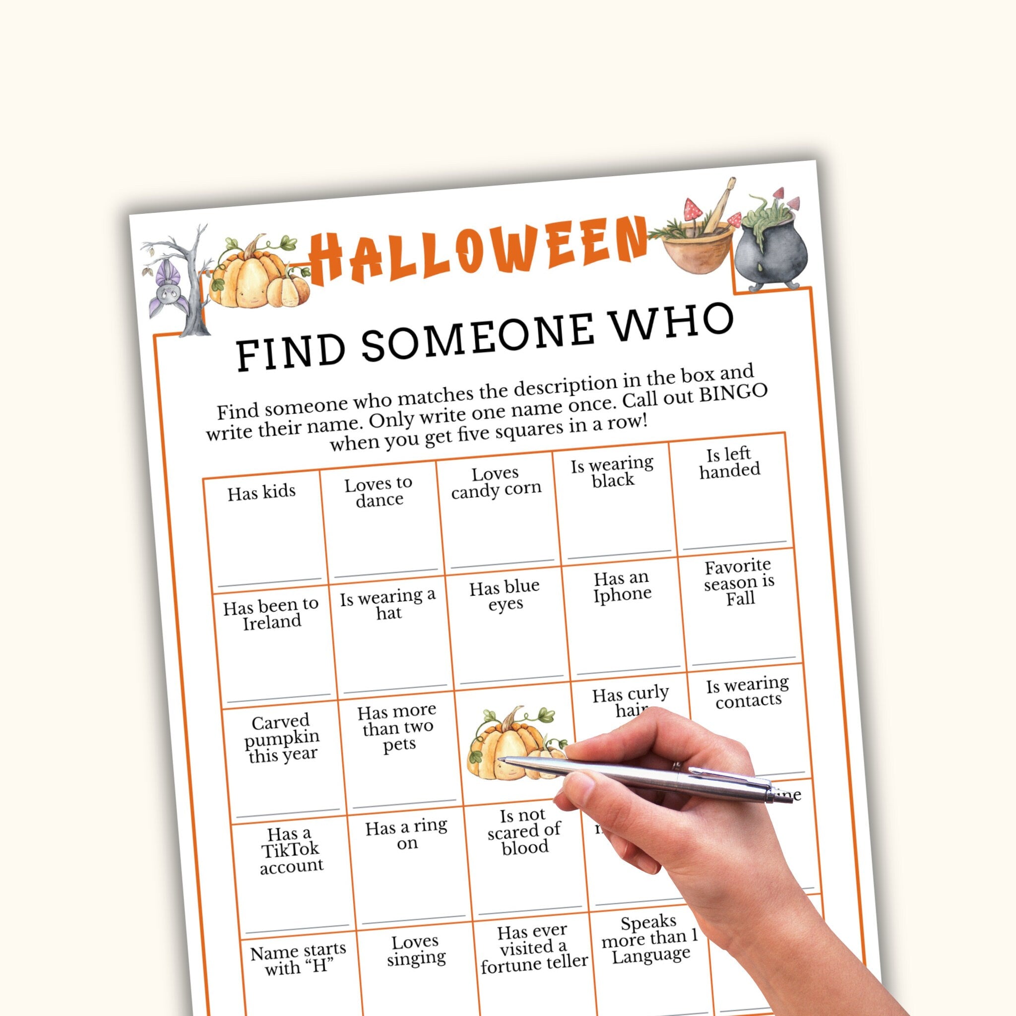 Halloween Find the Guest Bingo - Find Someone Who