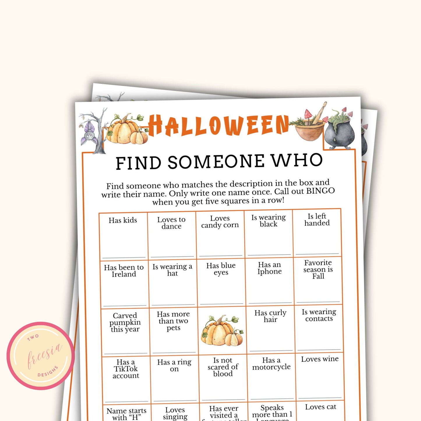 Halloween Find the Guest Bingo - Find Someone Who