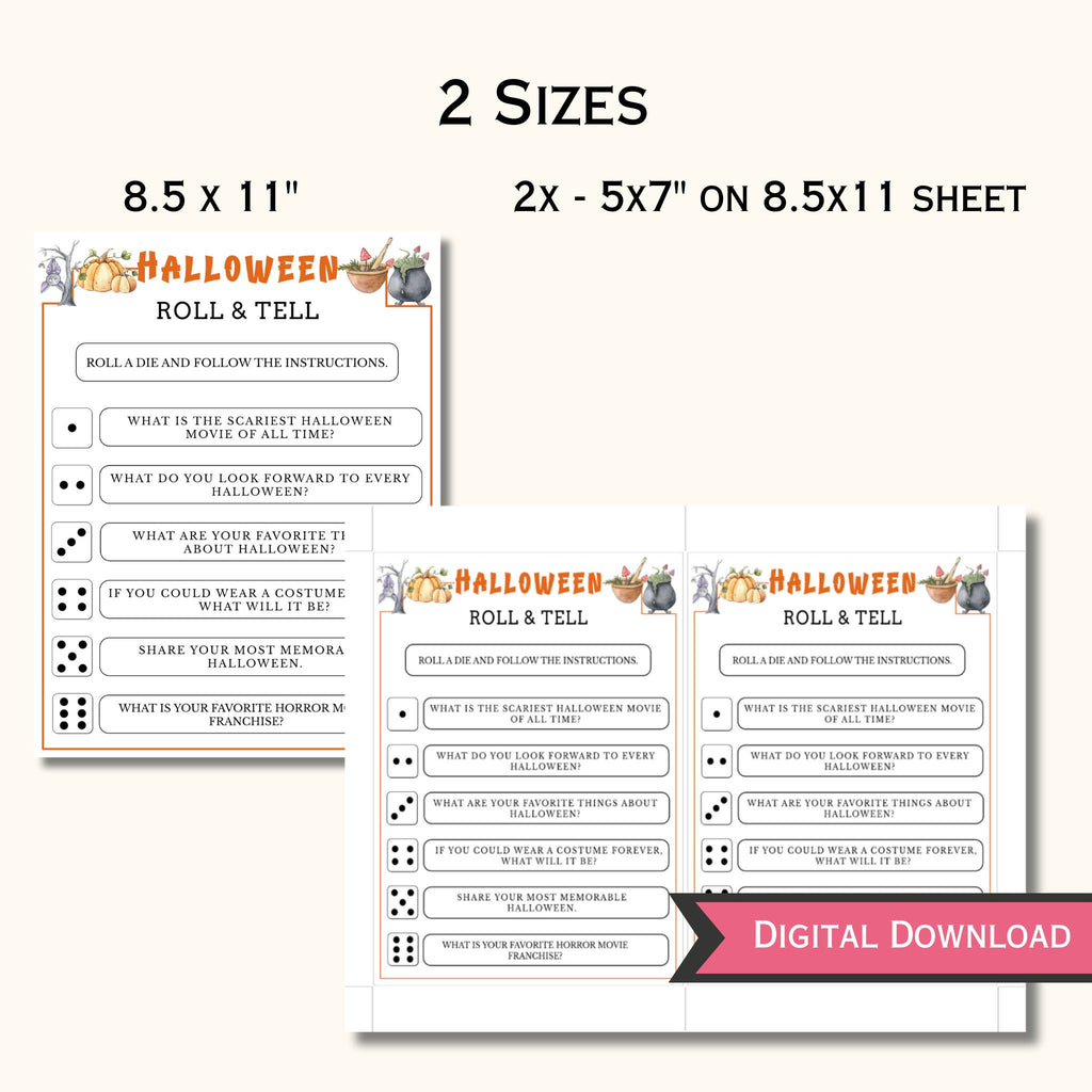 Roll and Tell Halloween Dice Game