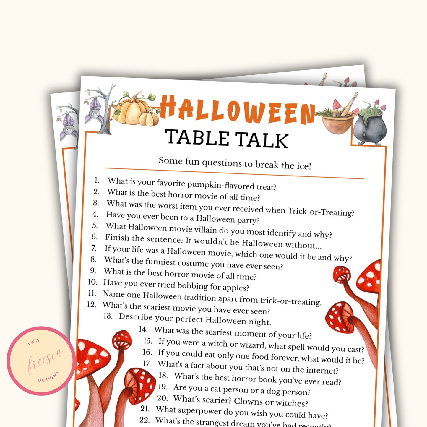 Halloween Table Talk - Conversation Starters Cards