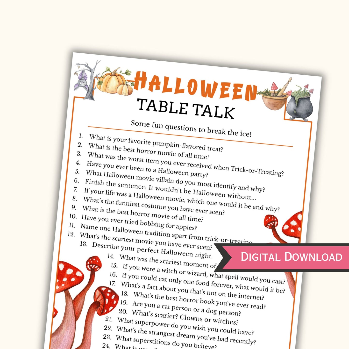 Halloween Table Talk - Conversation Starters Cards