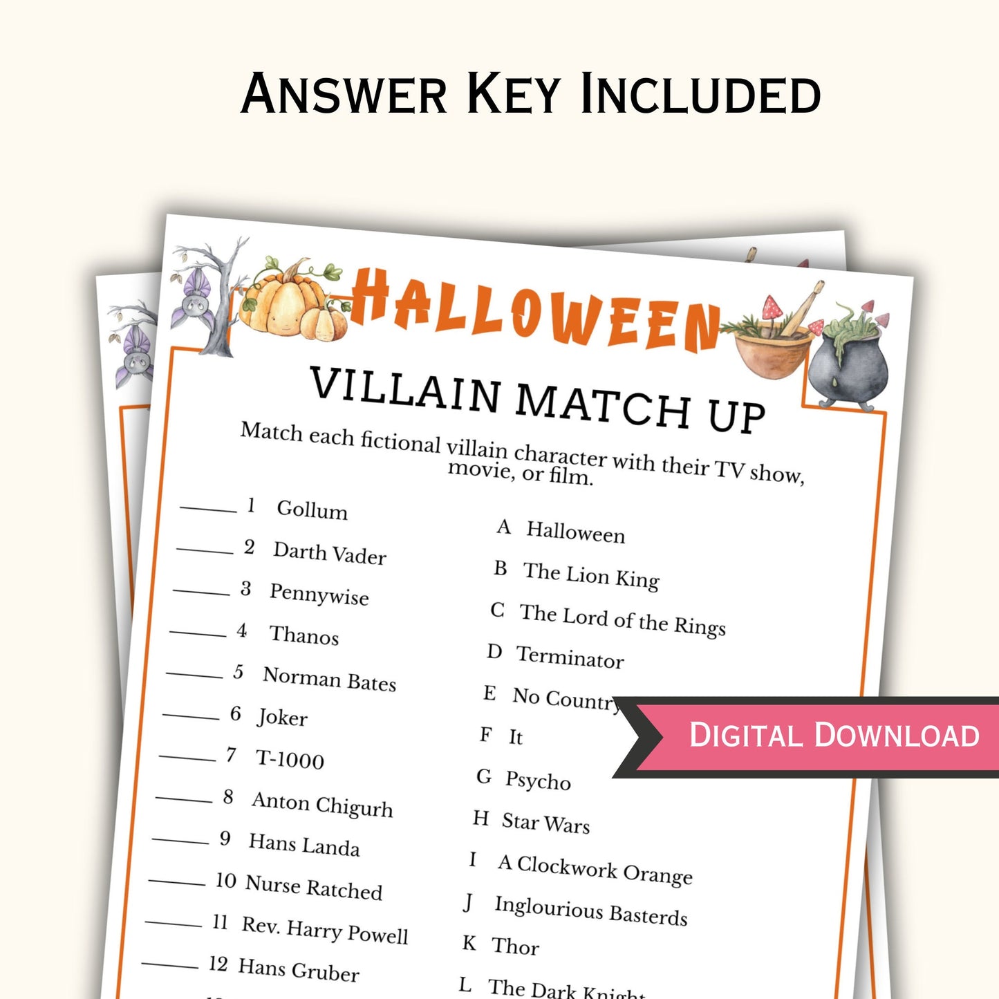 Villain Match Up - Halloween Party Game