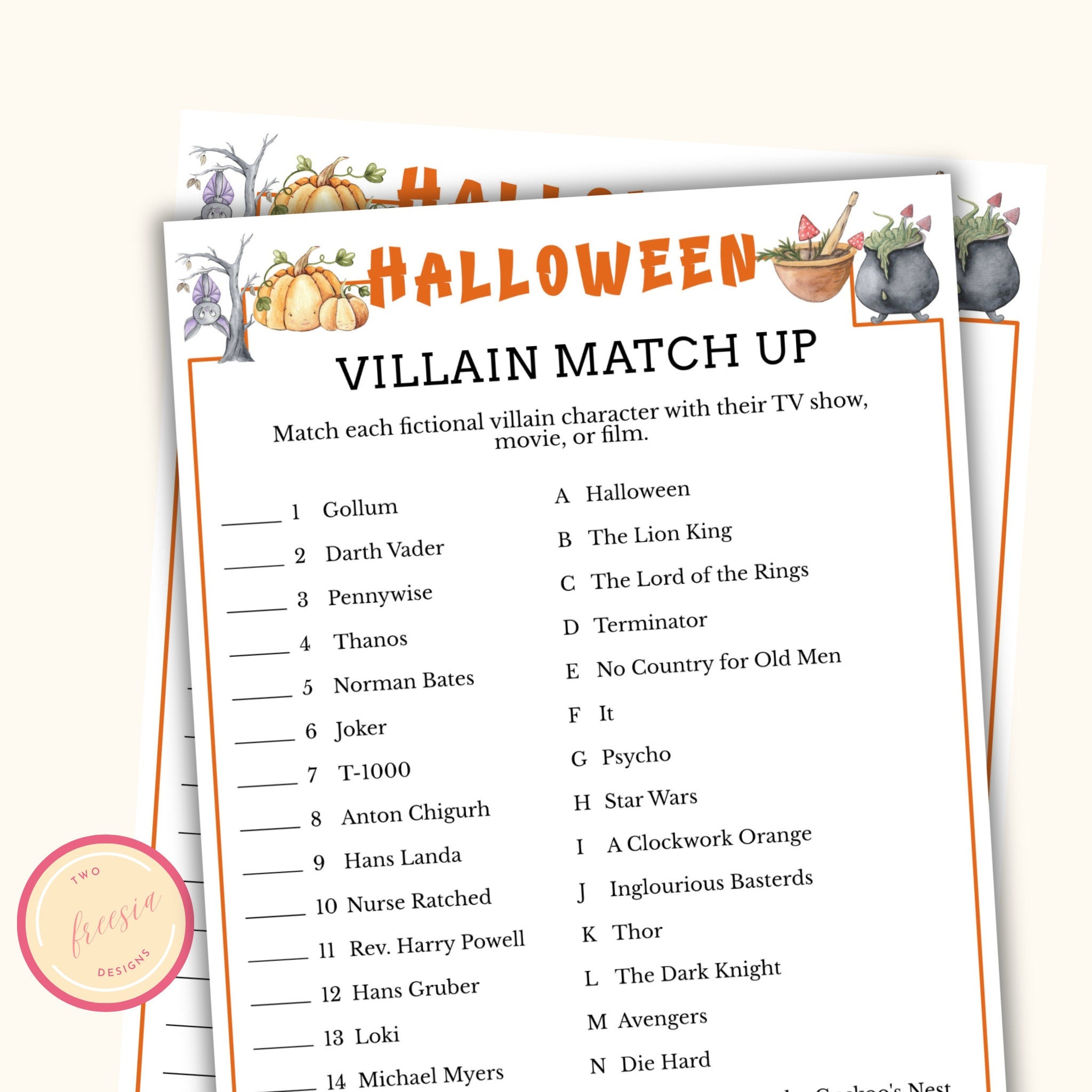 Villain Match Up - Halloween Party Game