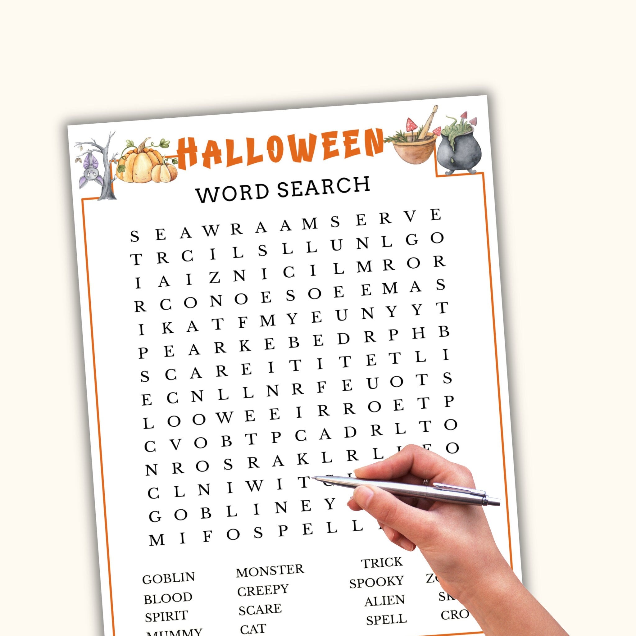 Halloween Word Search Game