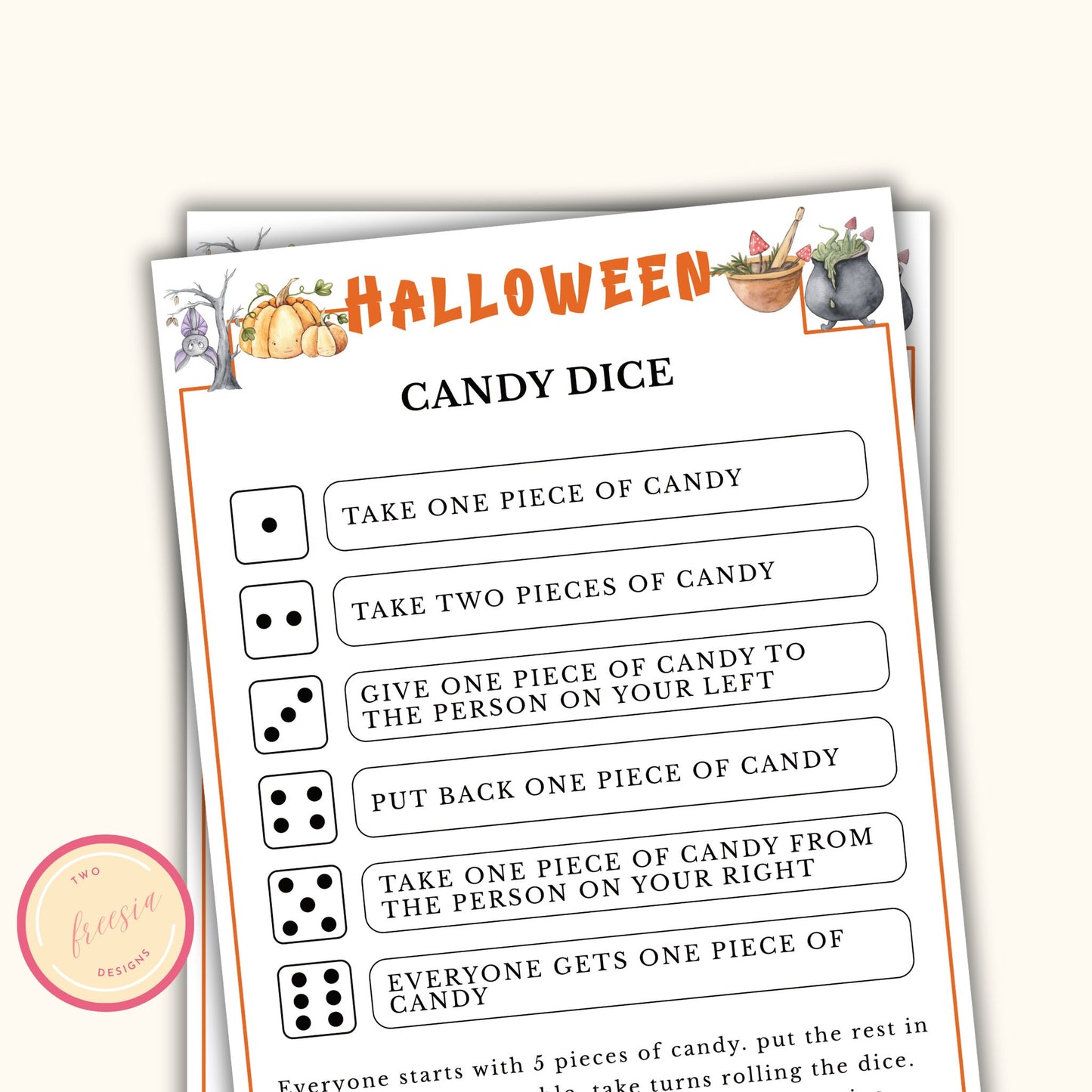 Halloween Candy Dice Game