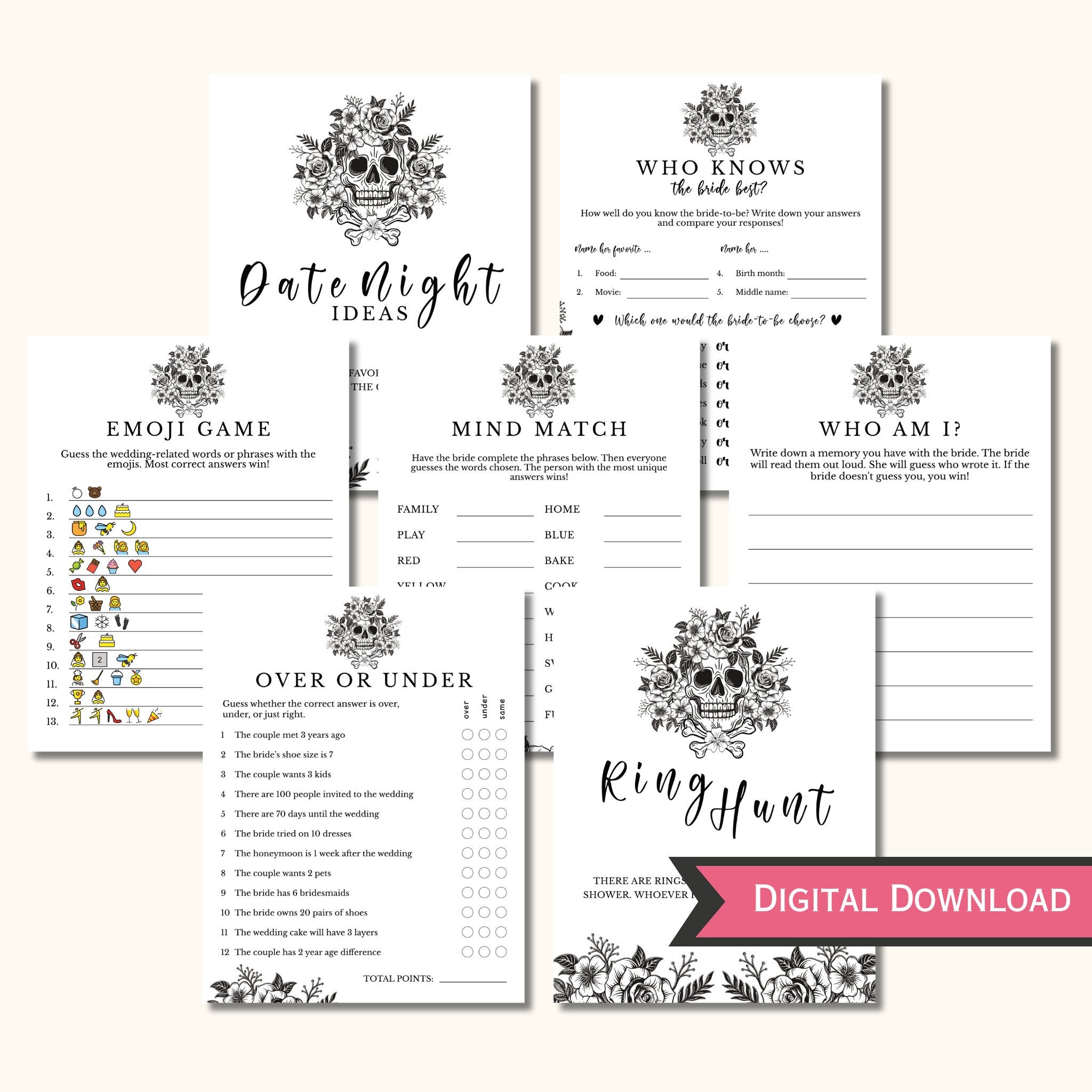 Bride or Die Bridal Shower Game Bundle - 15 Games