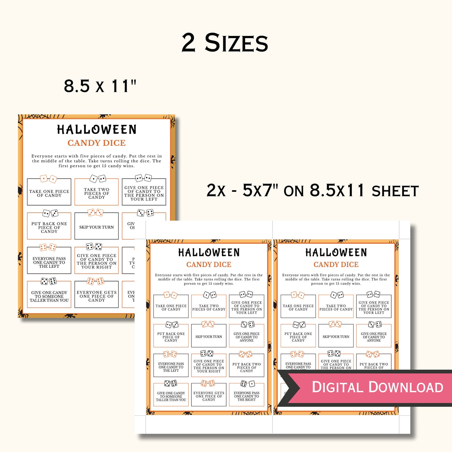 Halloween Candy Dice Game - Printable
