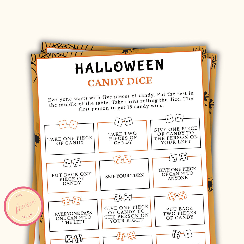 Halloween Candy Dice Game - Printable