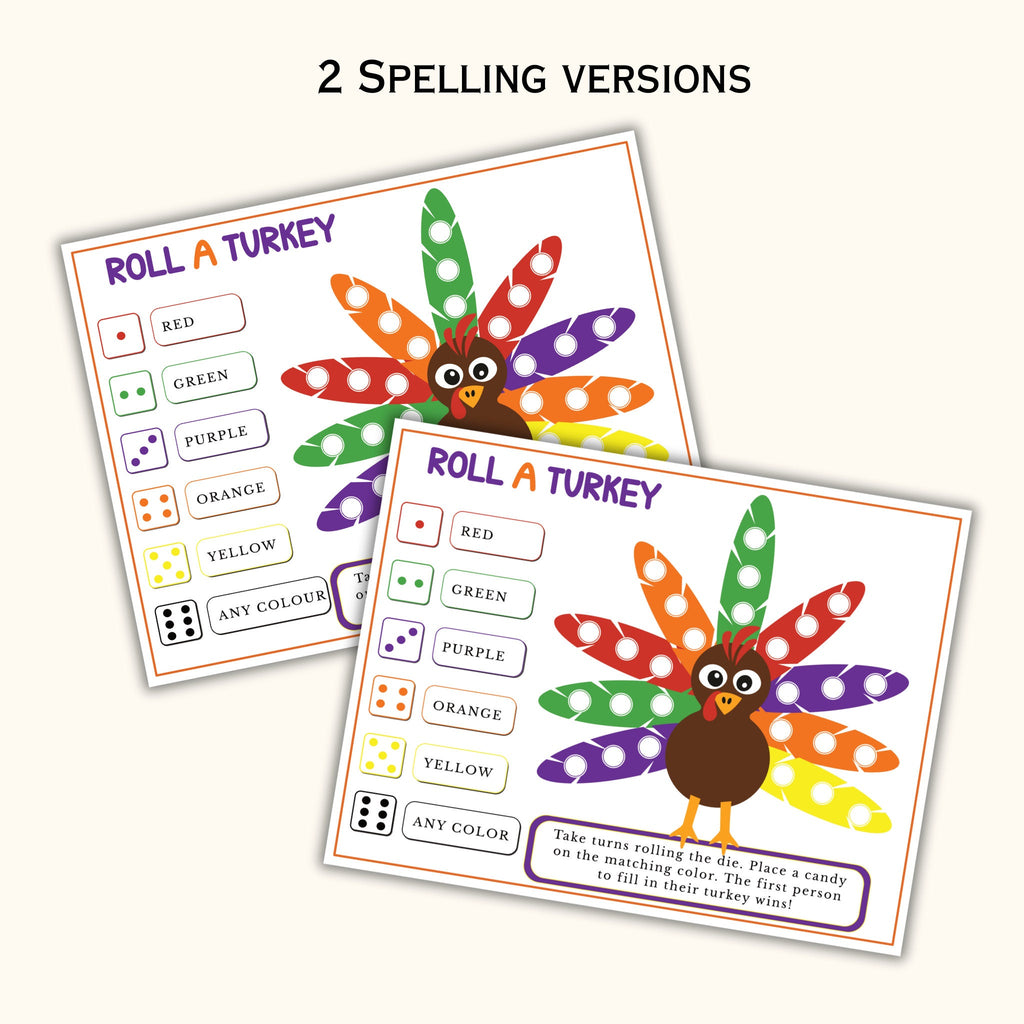 Roll a Turkey Dice - Thanksgiving Game