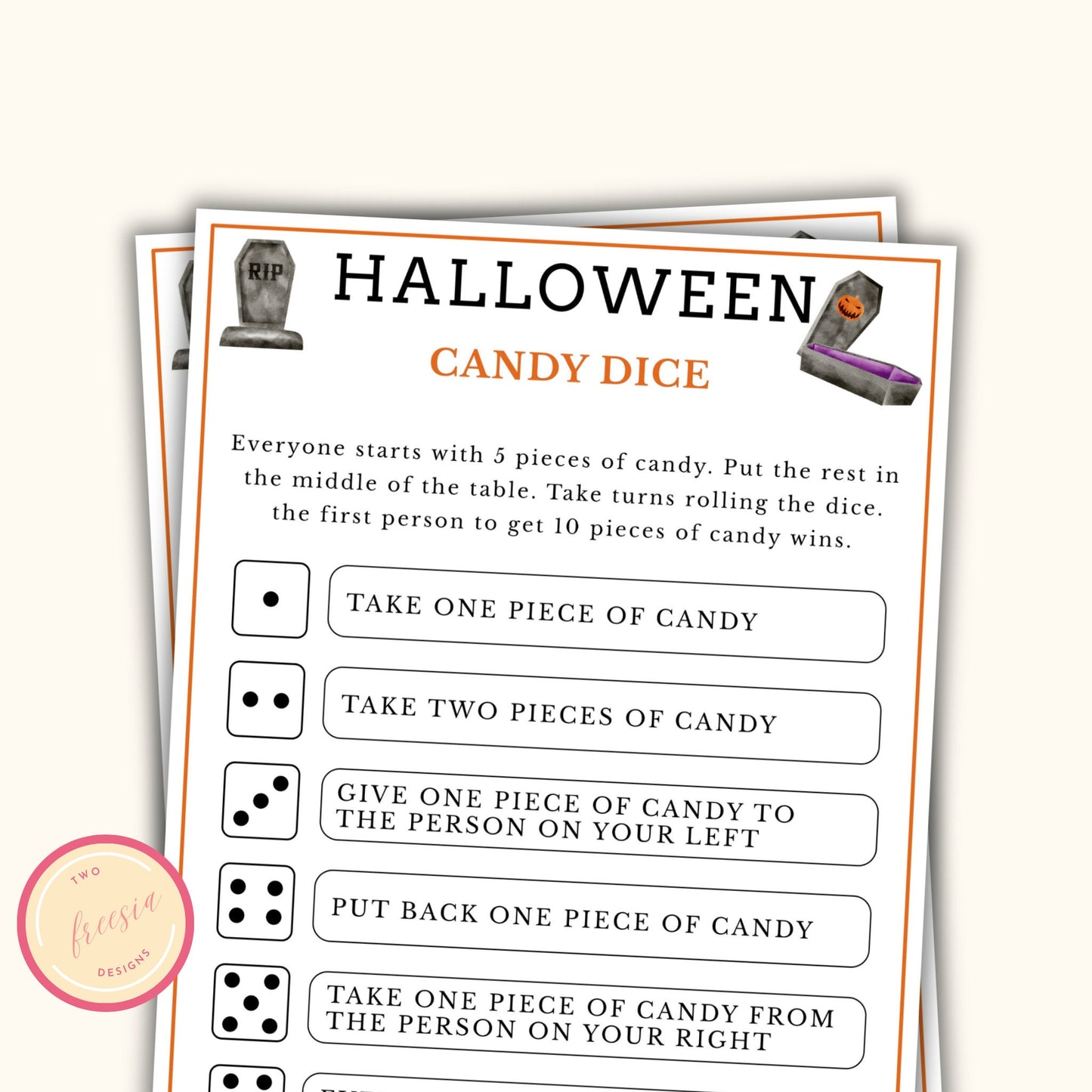 Halloween Candy Dice Game