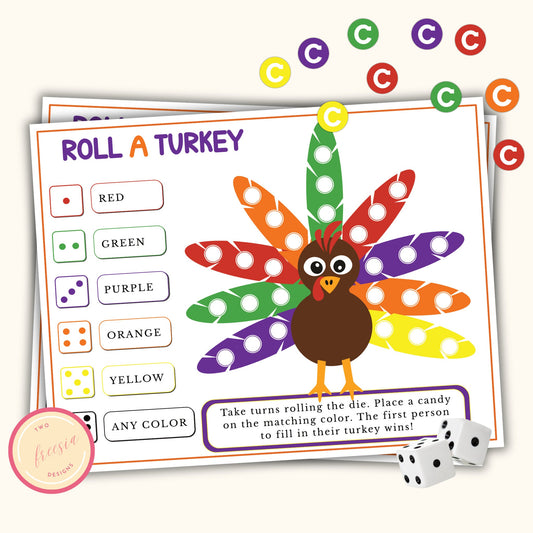 Roll a Turkey Dice - Thanksgiving Game