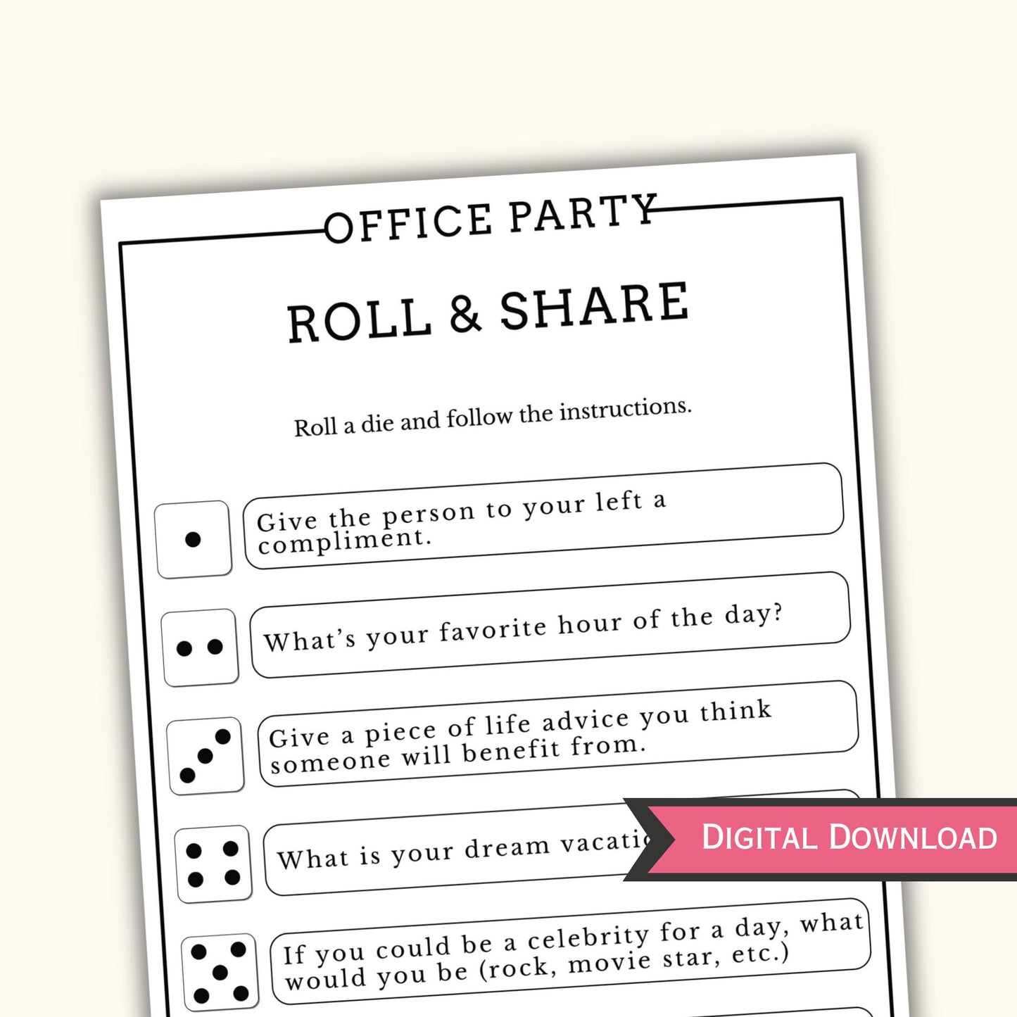 Office Party Roll & Share Dice Game