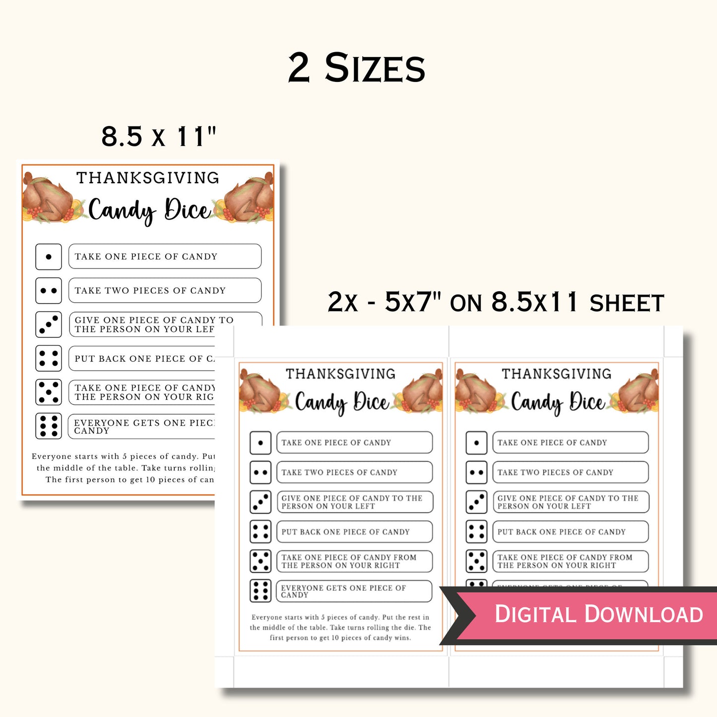Thanksgiving Candy Dice Game
