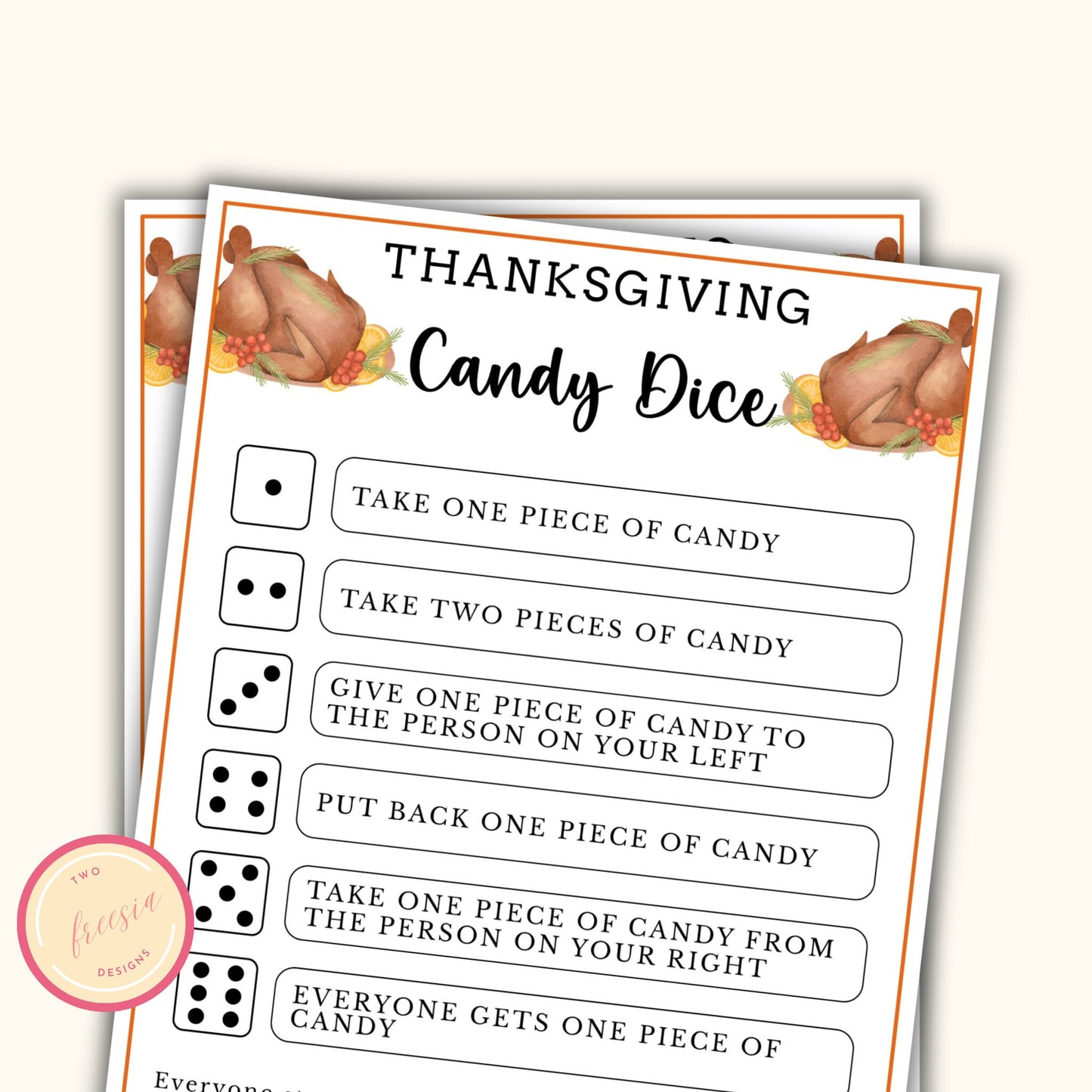 Thanksgiving Candy Dice Game