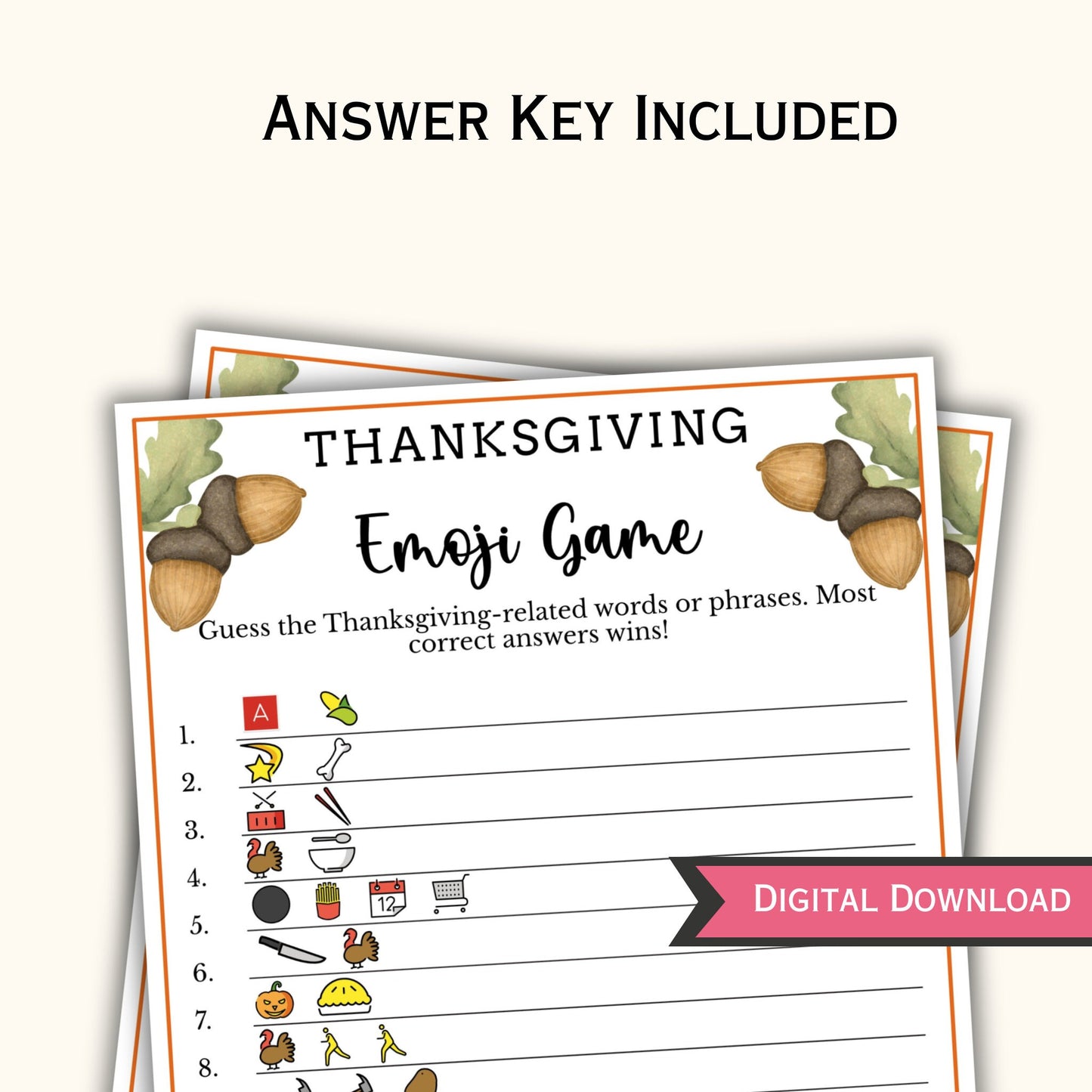 Thanksgiving Emoji Game