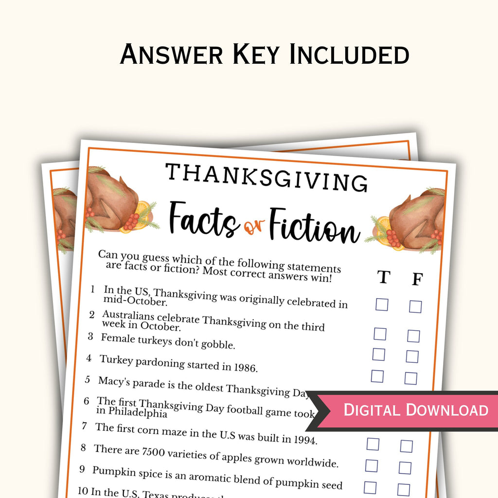 Thanksgiving Facts or Fiction Game