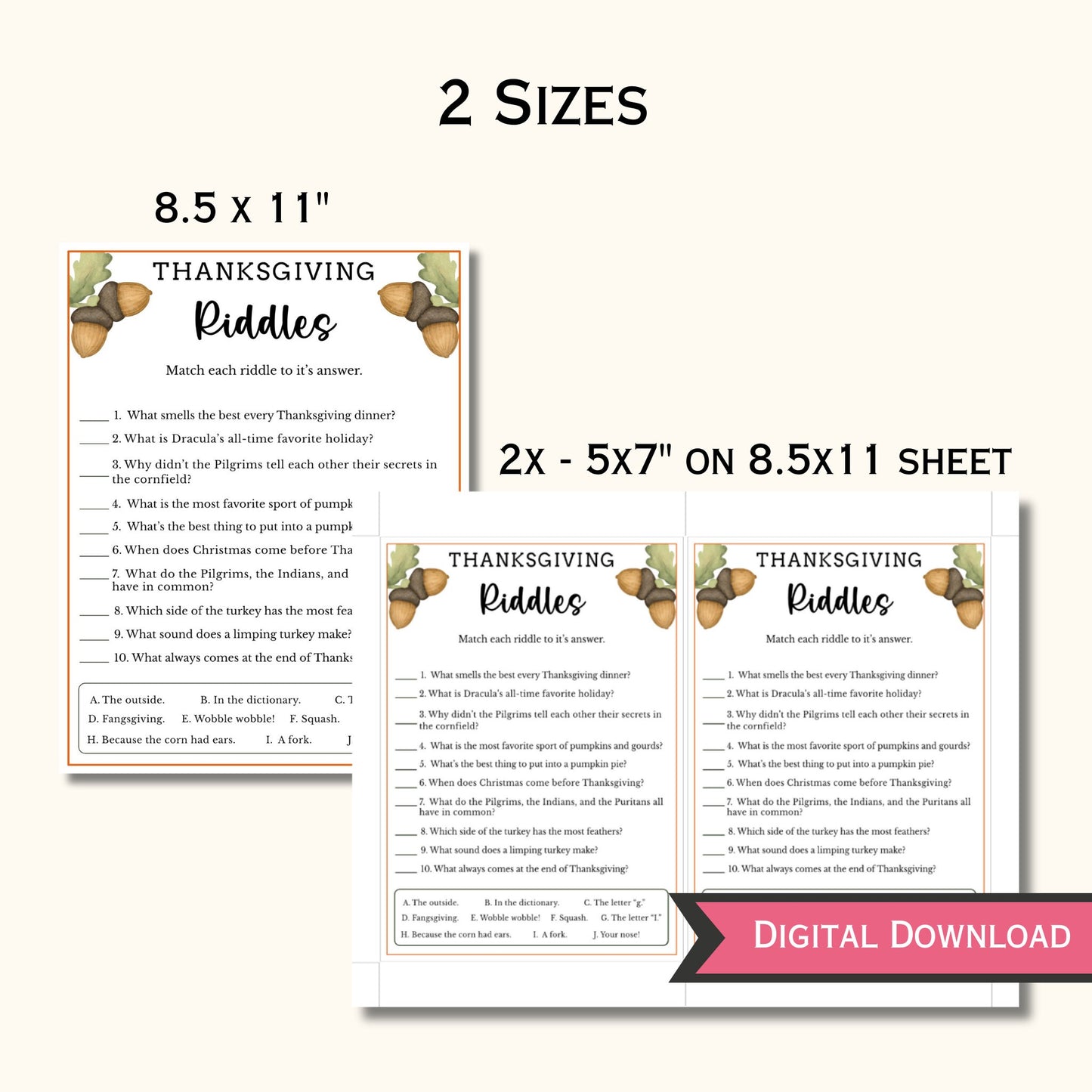 Thanksgiving Riddles Game